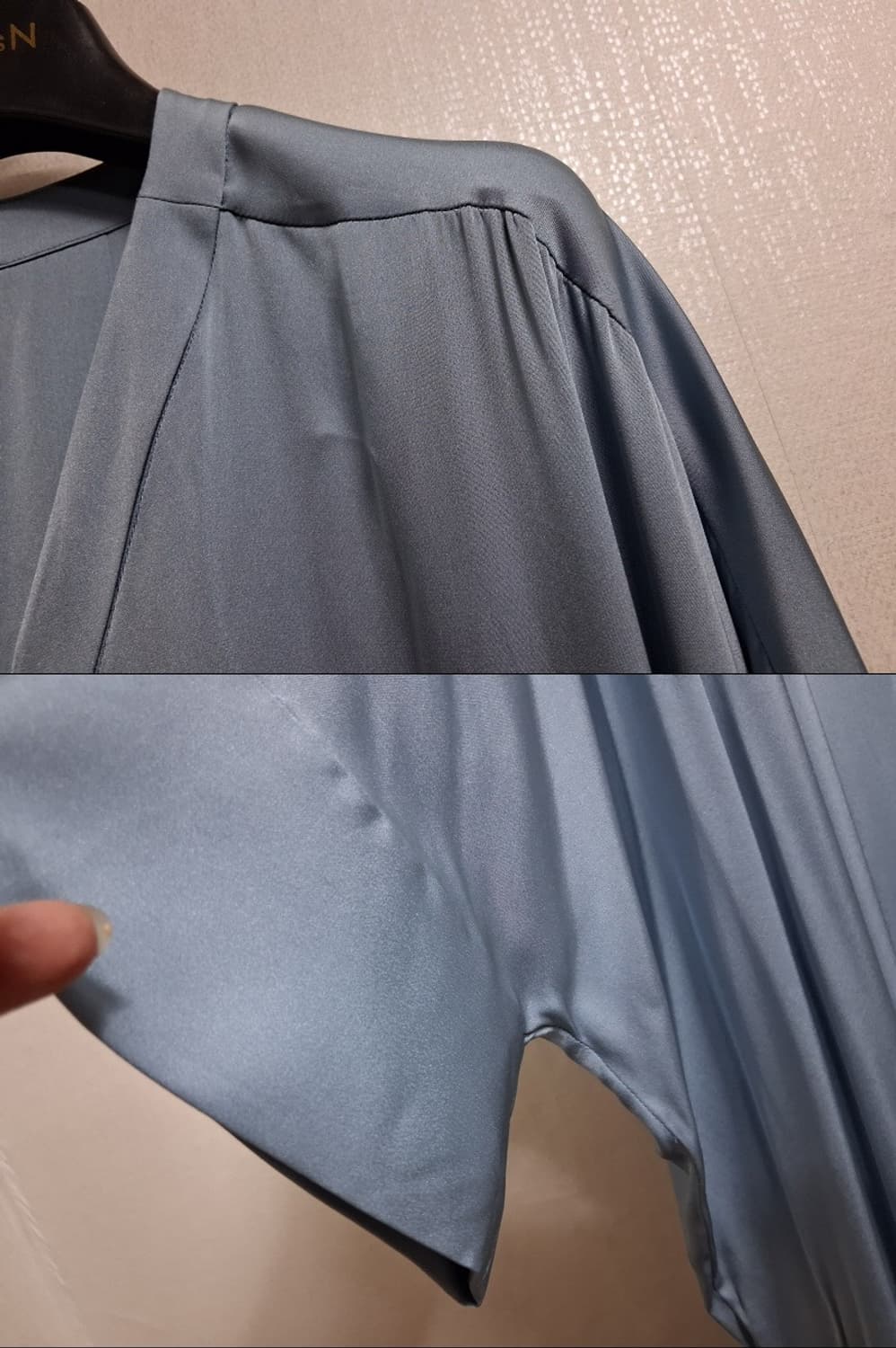 일본수입빈티지 브랜드 DRESS HERSELF 오버핏 블루 실크 셔츠원피 상품이미지4