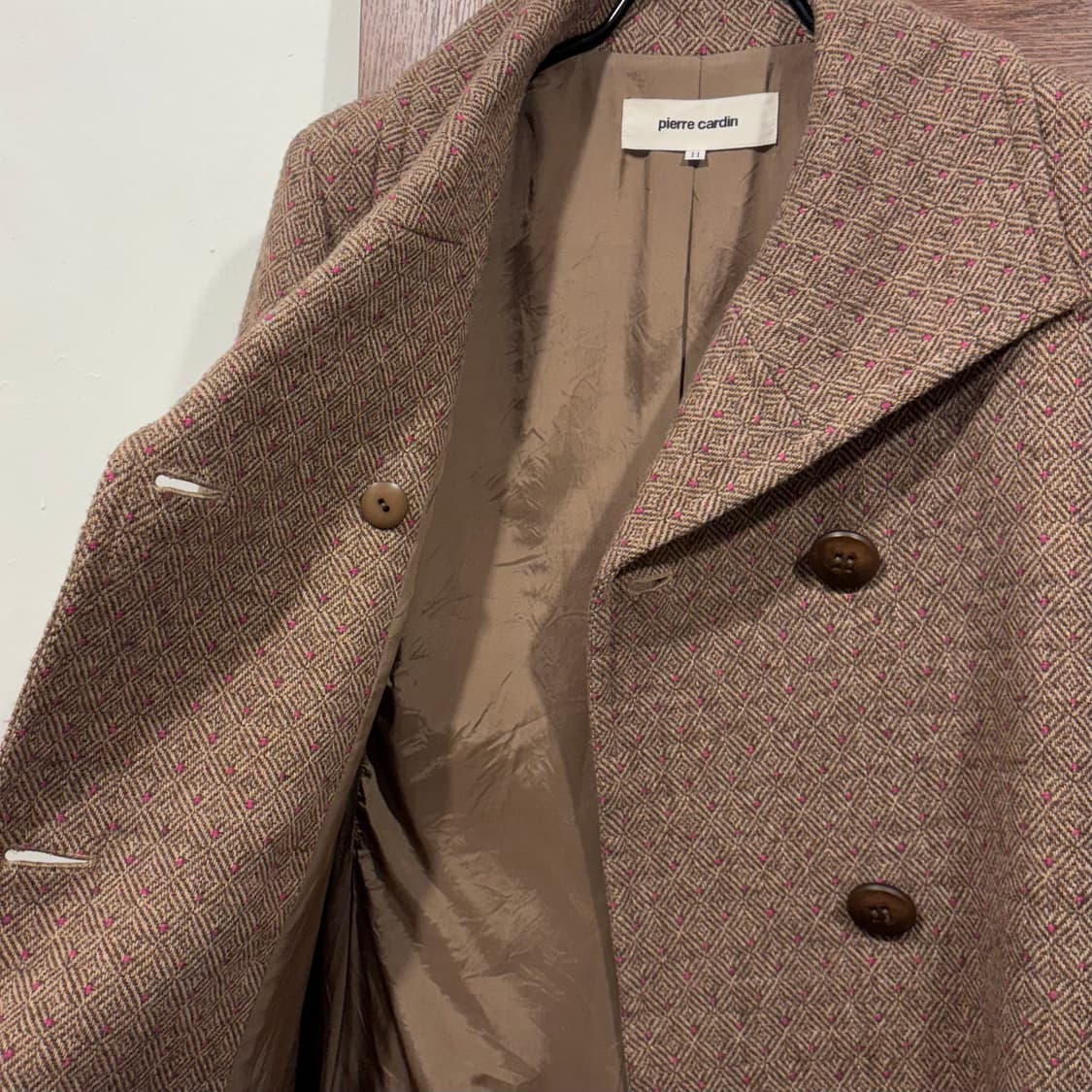 Pierre Cardin 피에르가르뎅 핑크 도트 브라운 울 더블 자켓 상품이미지7