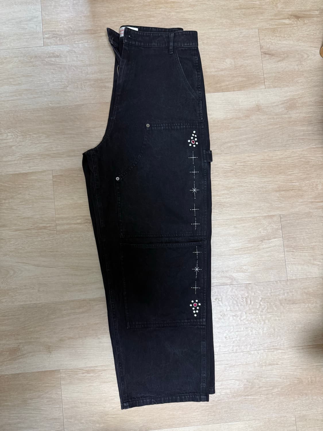 [1] 아오이로 페이크 스터드 더블니 데님 팬츠 상품이미지3