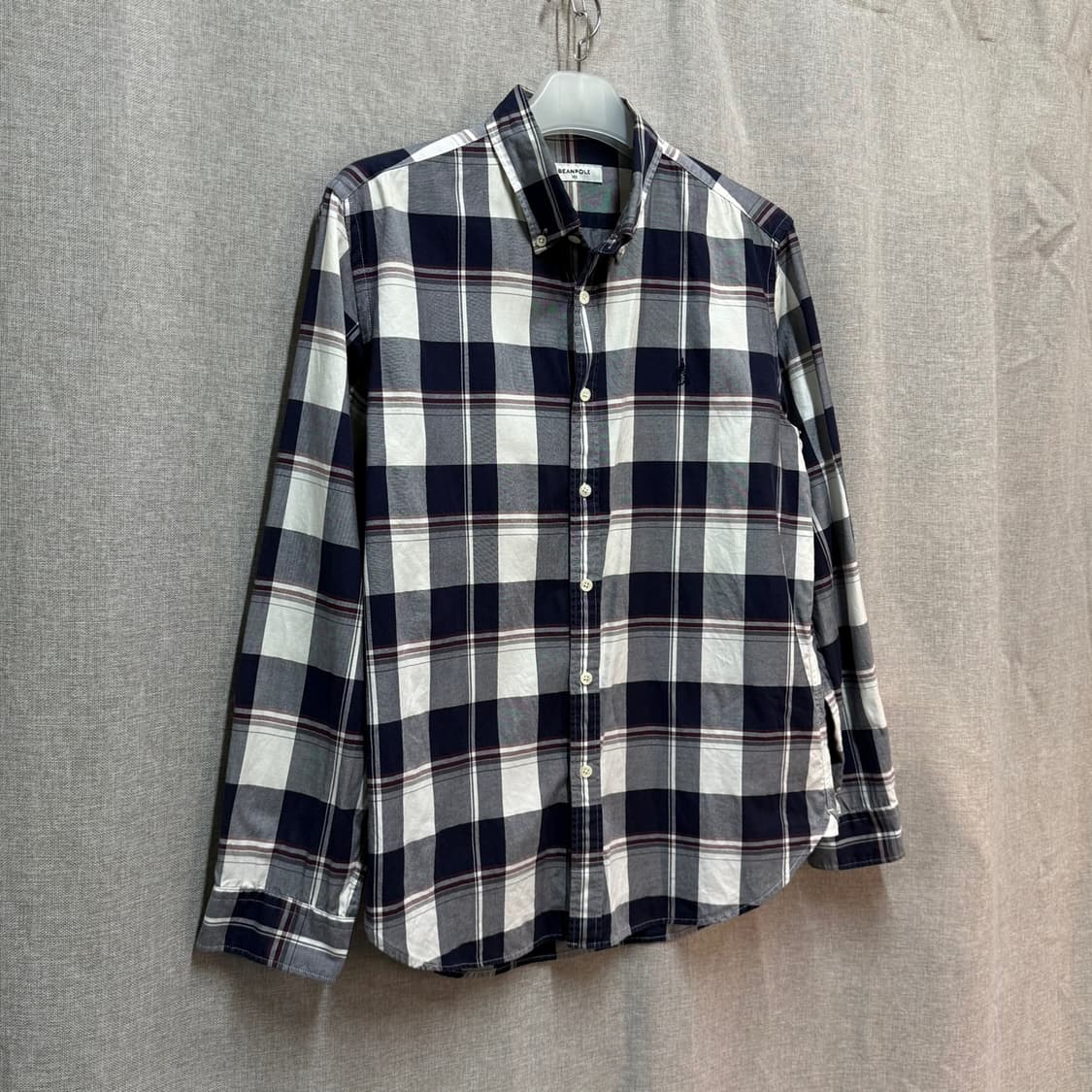 [105] 빈폴 네이비 체크 긴팔 셔츠 남방 상품이미지2