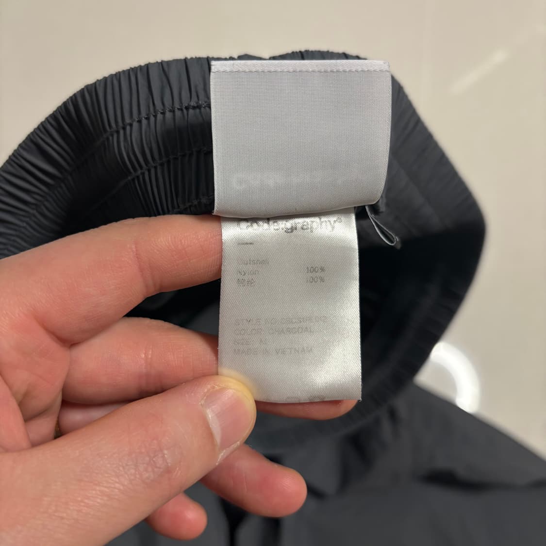 정품 코드그라피 나일론 와이드 밴딩 카고 조거팬츠 차콜 바지 상품이미지10