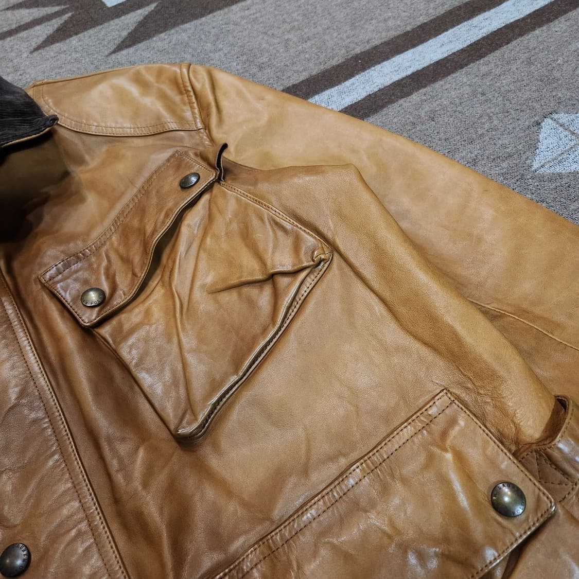 폴로랄프로렌 오일레더 모터싸이클 소가죽 자켓 L 상품이미지3