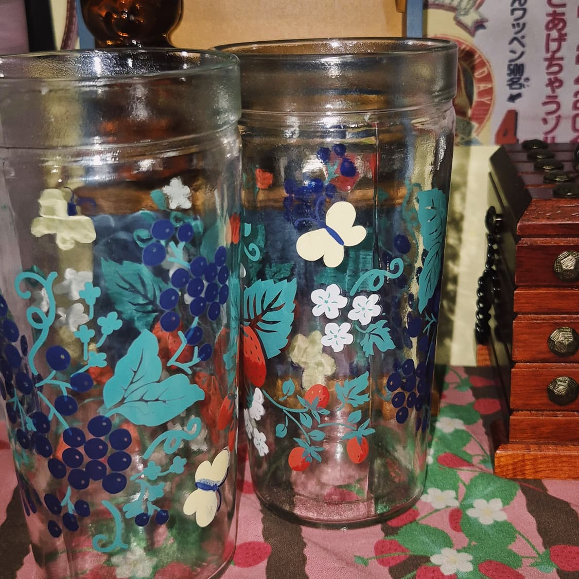 70s 미국 앵커호킹 딸기꽃 텀블러 글라스 1p 상품이미지7