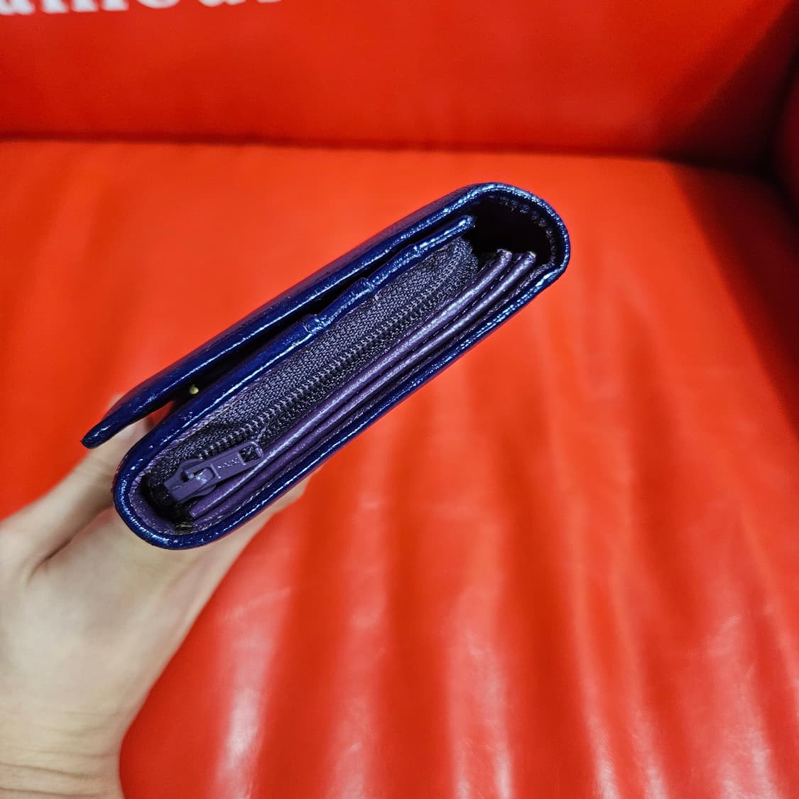 비비안웨스트우드 사이드라인 배색 커스텀 가죽 장지갑 상품이미지8