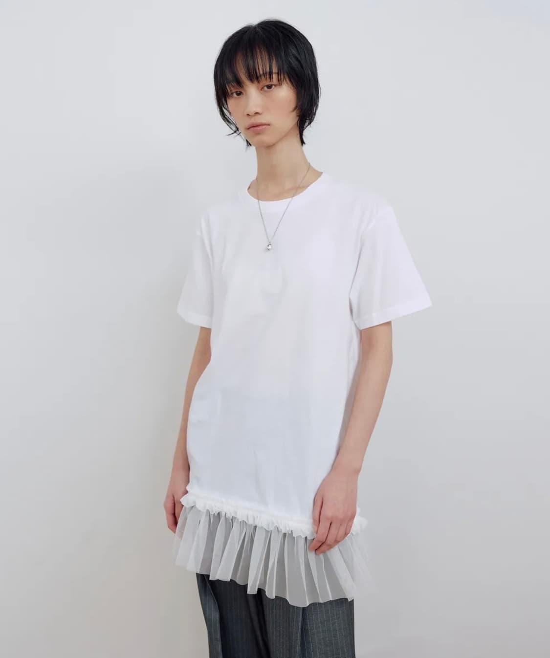 마조네 SHIRRING DETAIL T-SHIRT_WHITE 상품이미지2