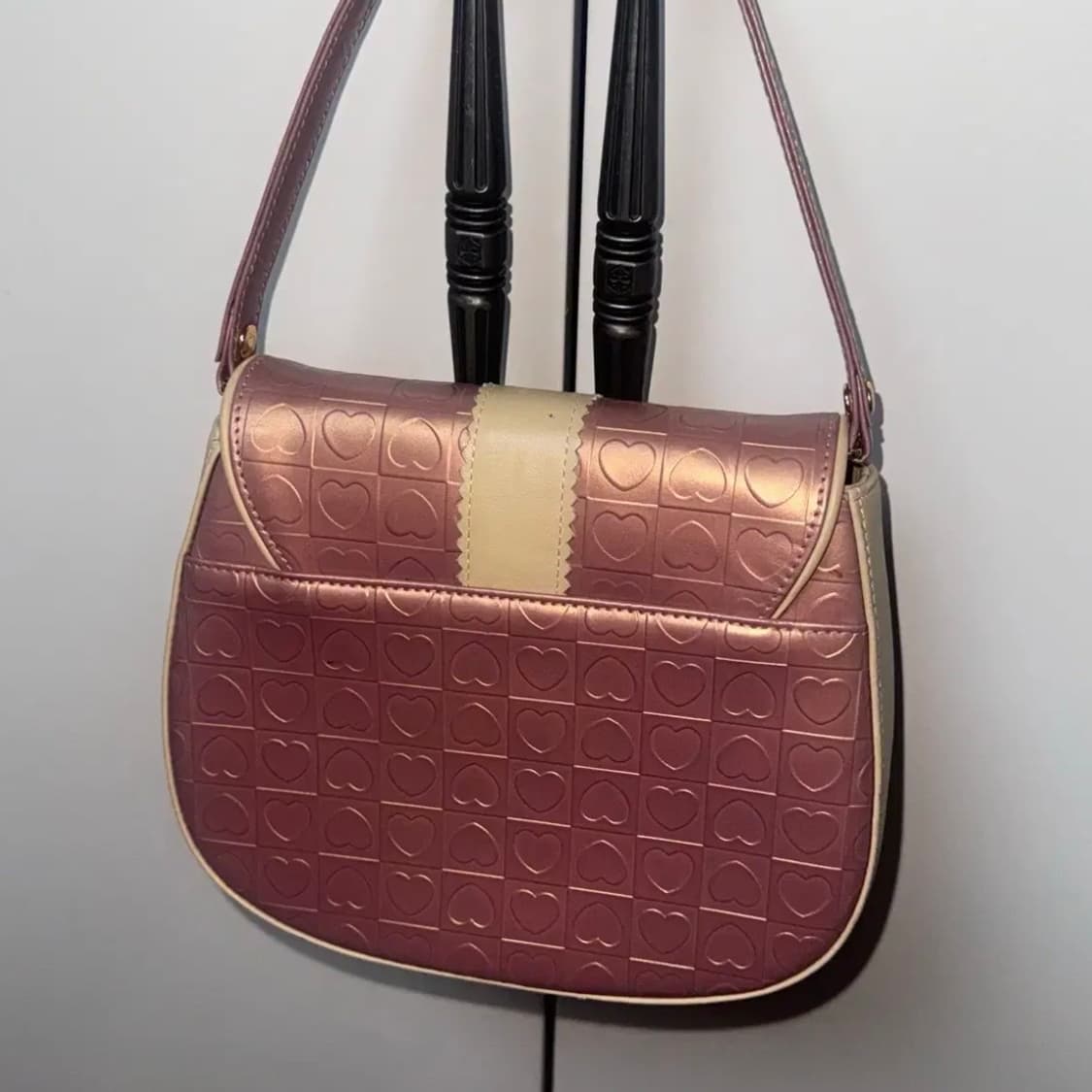 Y2k 러브캣 핑크 하트 패턴 리본 숄더백 하이틴 가방 갸루 상품이미지2