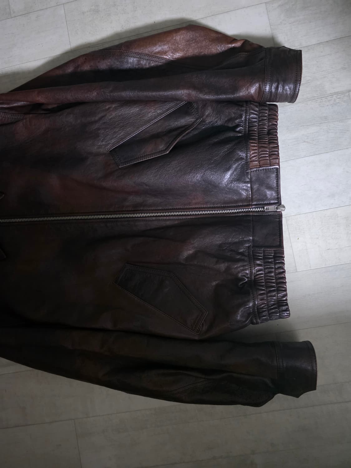 던스트 버니시드 램스킨 리얼 레더 블루종 M 상품이미지4