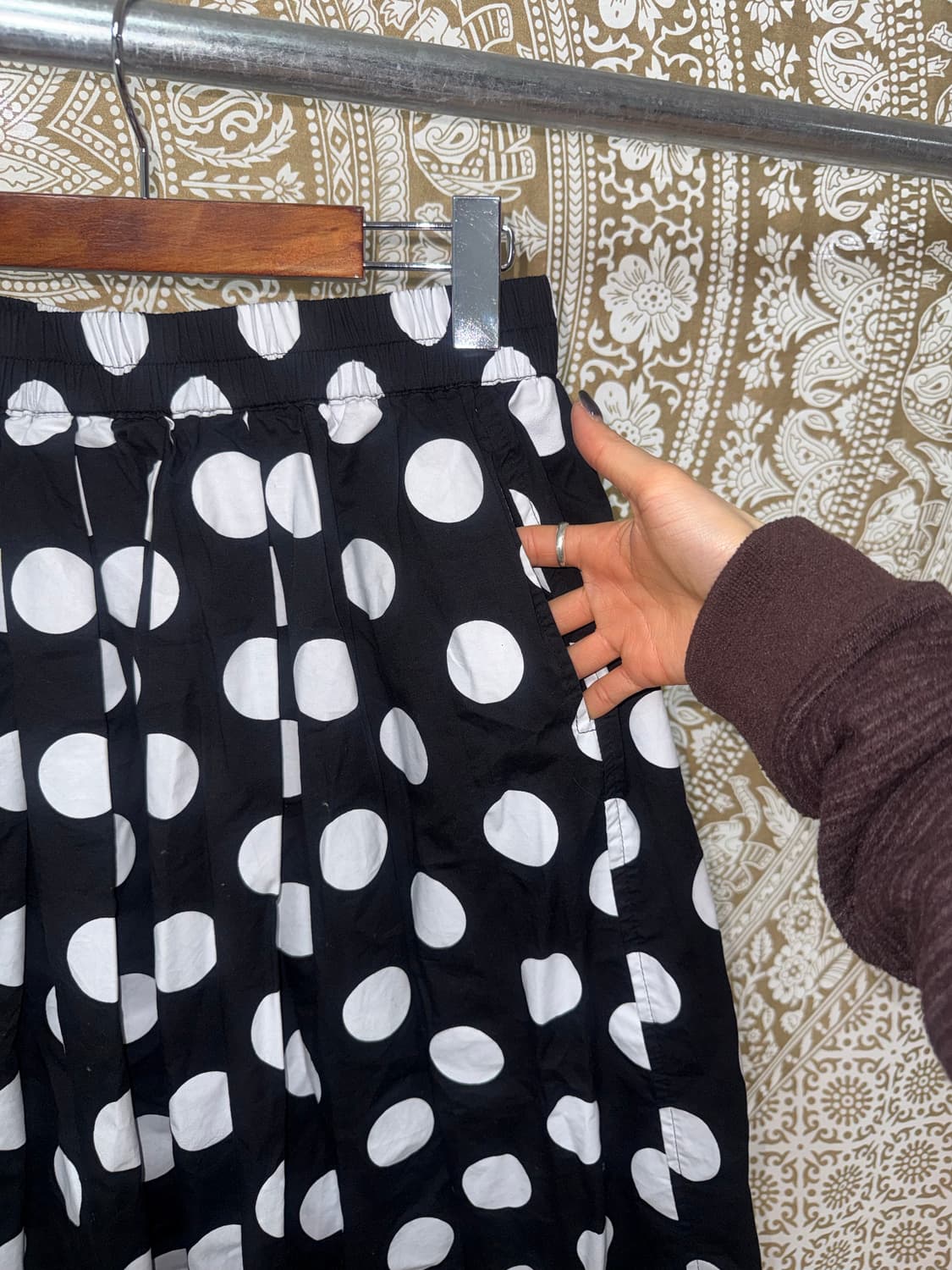 빈티지 여성 밴딩 도트 스커트  상품이미지4