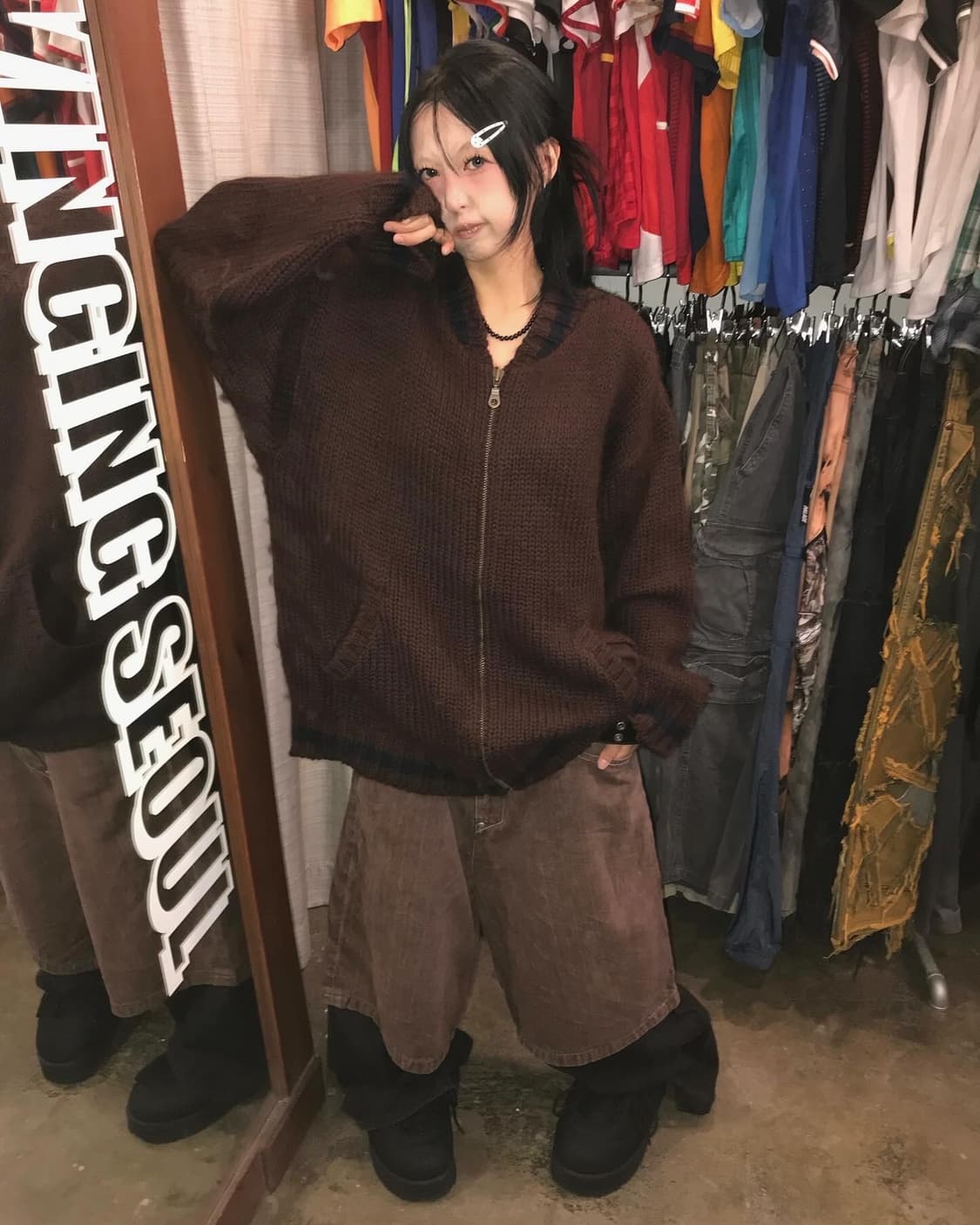 Stussy Brown Cowichan knit Cardigan JK 상품이미지1