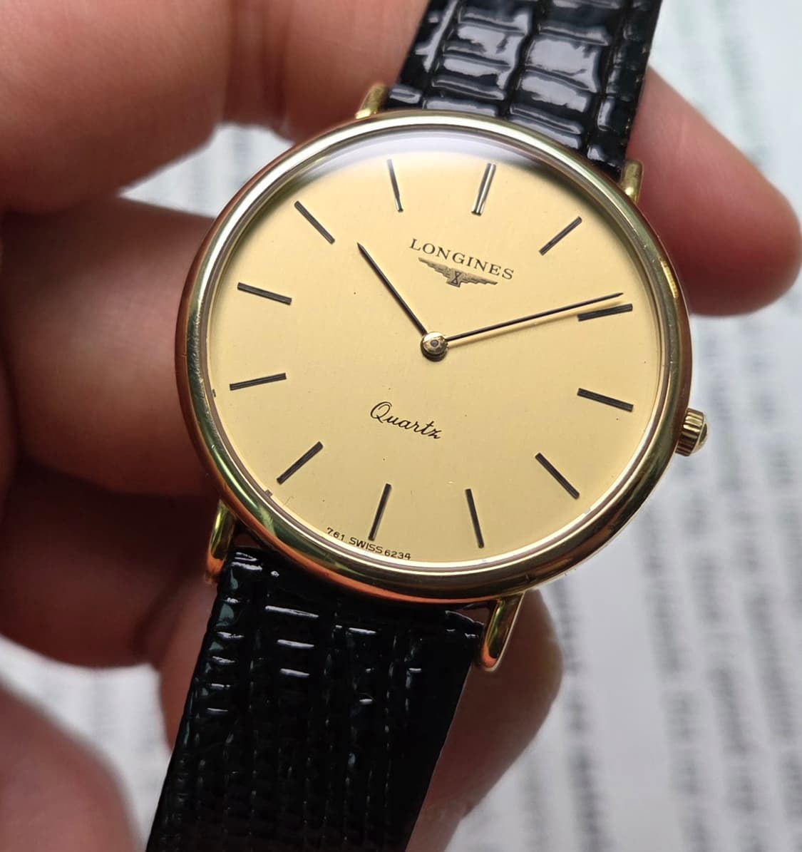 빈티지 론진 황금날개 올금장 슬림쿼츠 드레스워치  상품이미지3