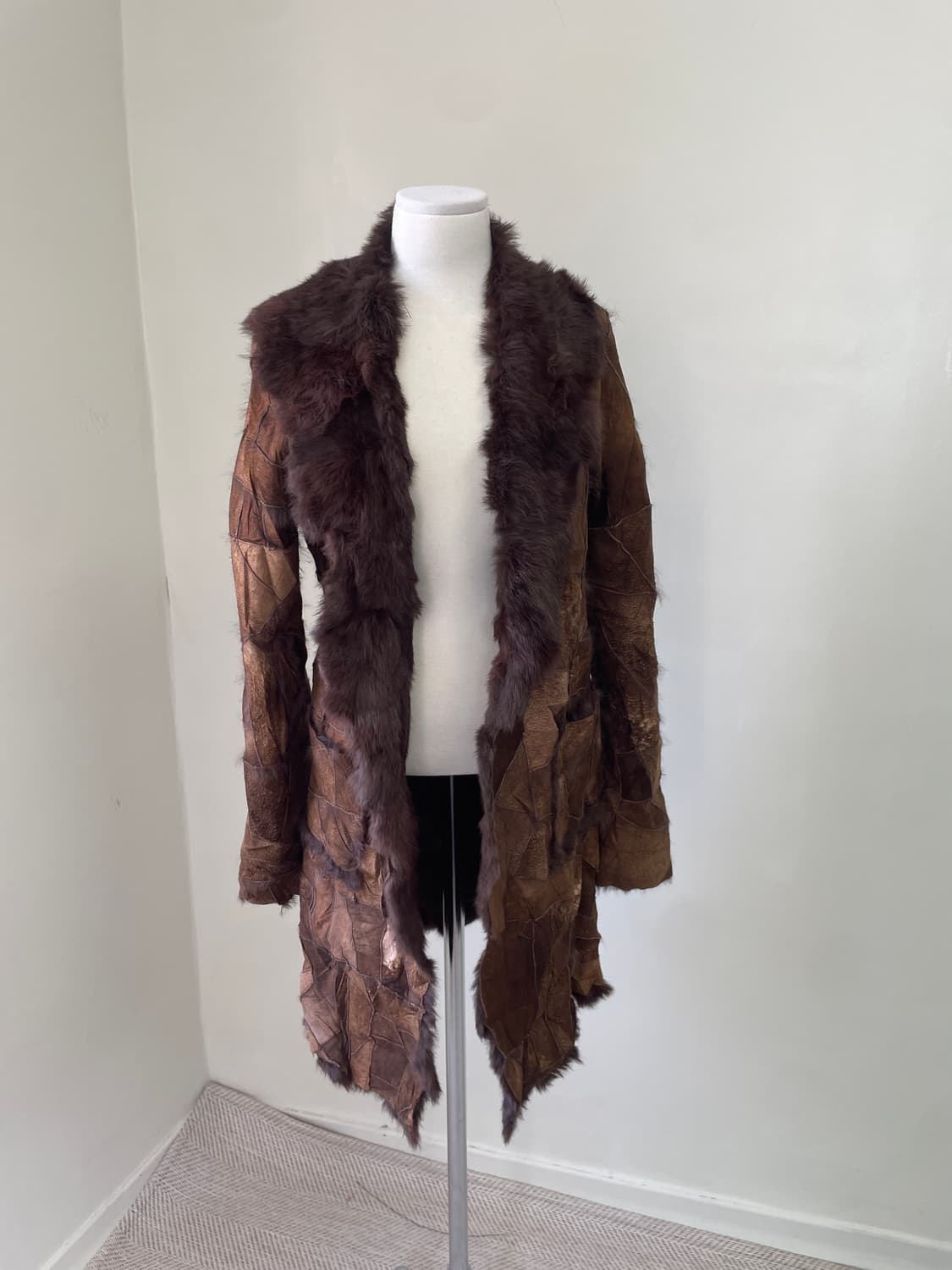 빈티지 컷오프 패치워크 래빗 퍼 코트 y2k J04192 상품이미지8