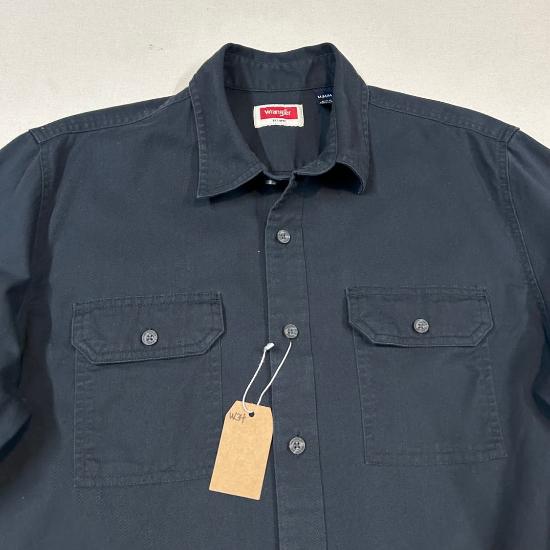 M) Wrangler 랭글러 투포켓 워크웨어 코튼 셔츠 블랙 W34 상품이미지3