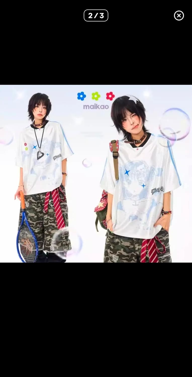 애니메이션 일러스트 박시핏 티셔츠 상품이미지2