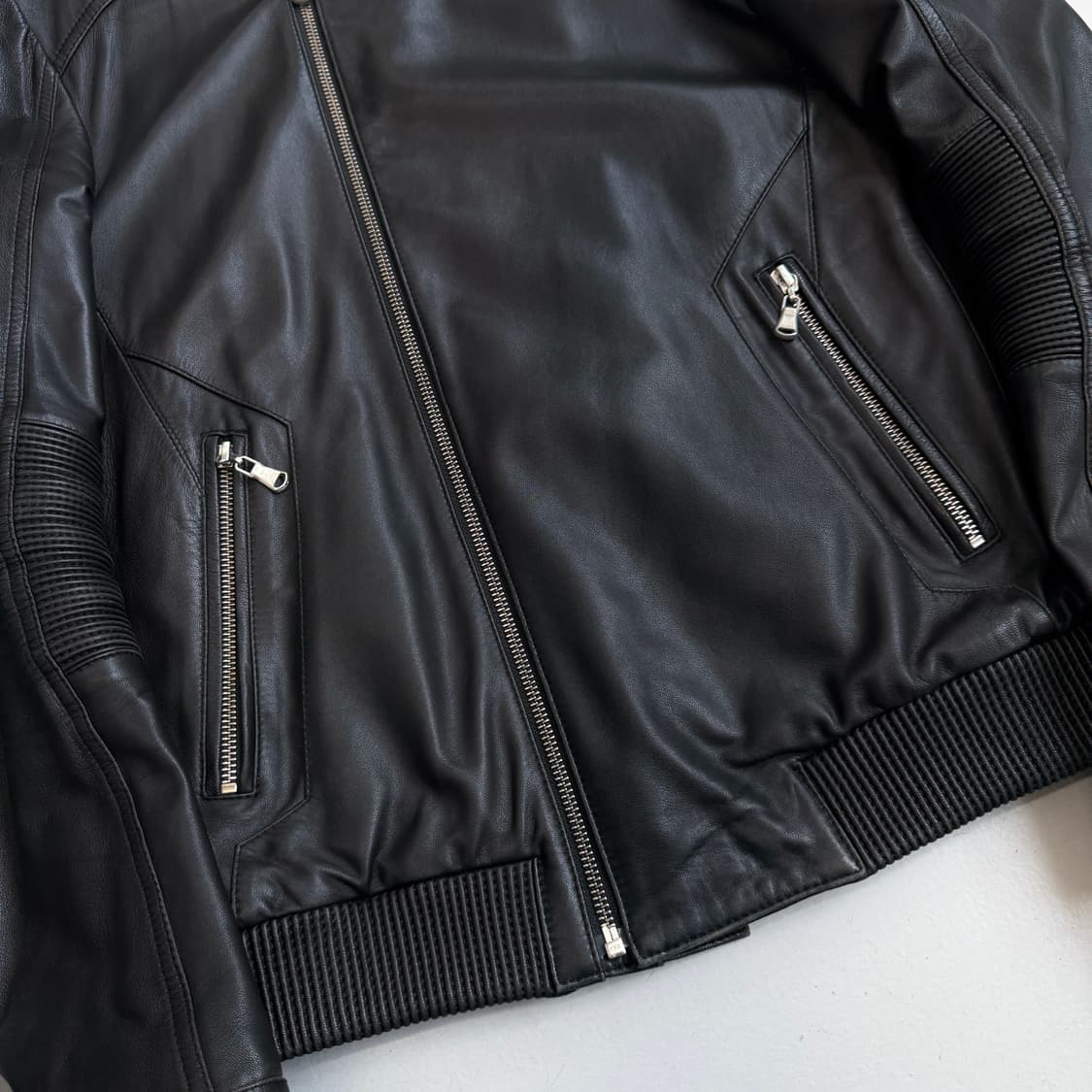 사선 집업 리얼레더 바이커 릭오웬스맛 라이더 램스킨 가죽 자켓 상품이미지6