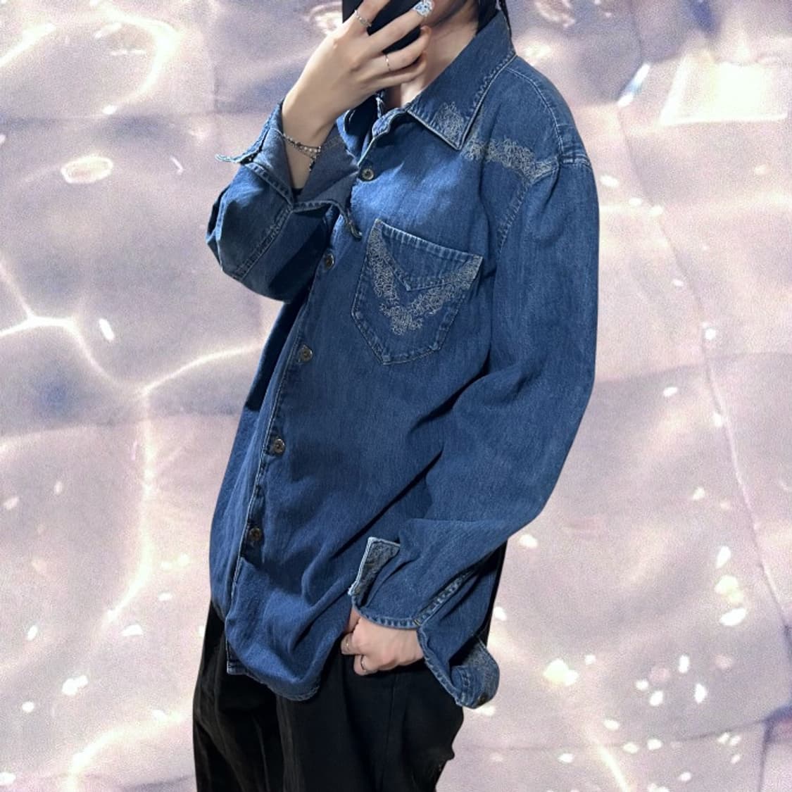 아르마니 익스체인지 오버핏 웨스턴 데님 셔츠 XL 상품이미지4