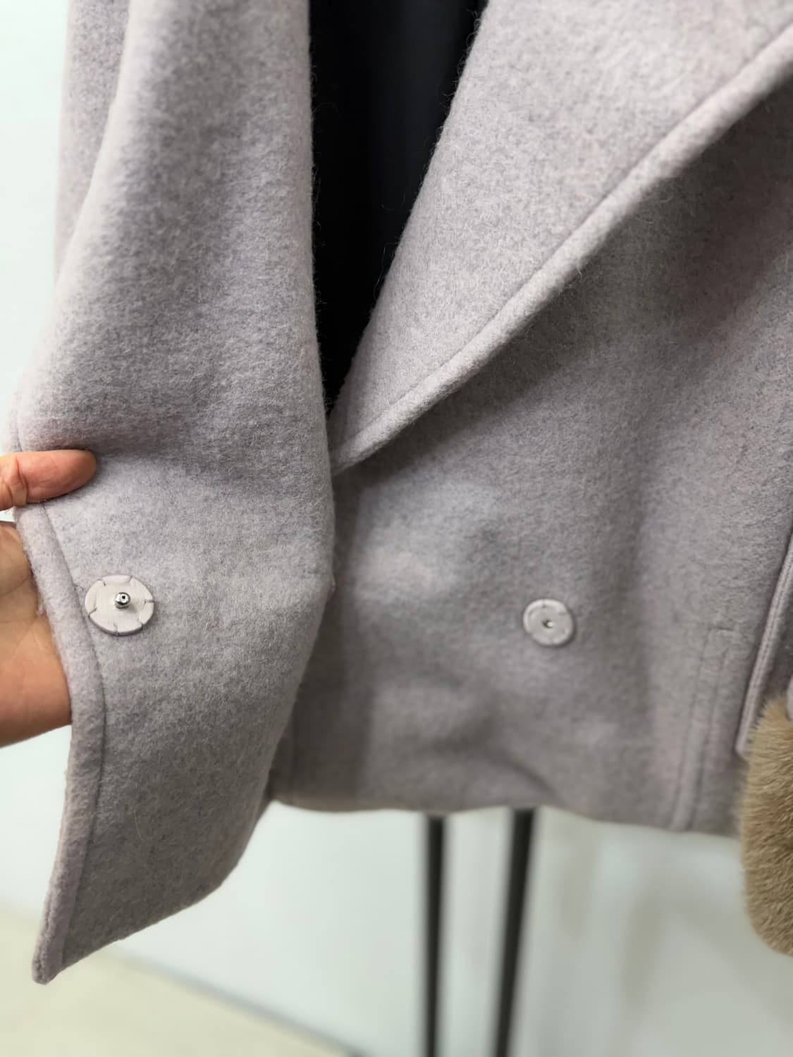 정품) 랑방 컬렉션 한섬 밍크퍼프 소매 코트 82 상품이미지4