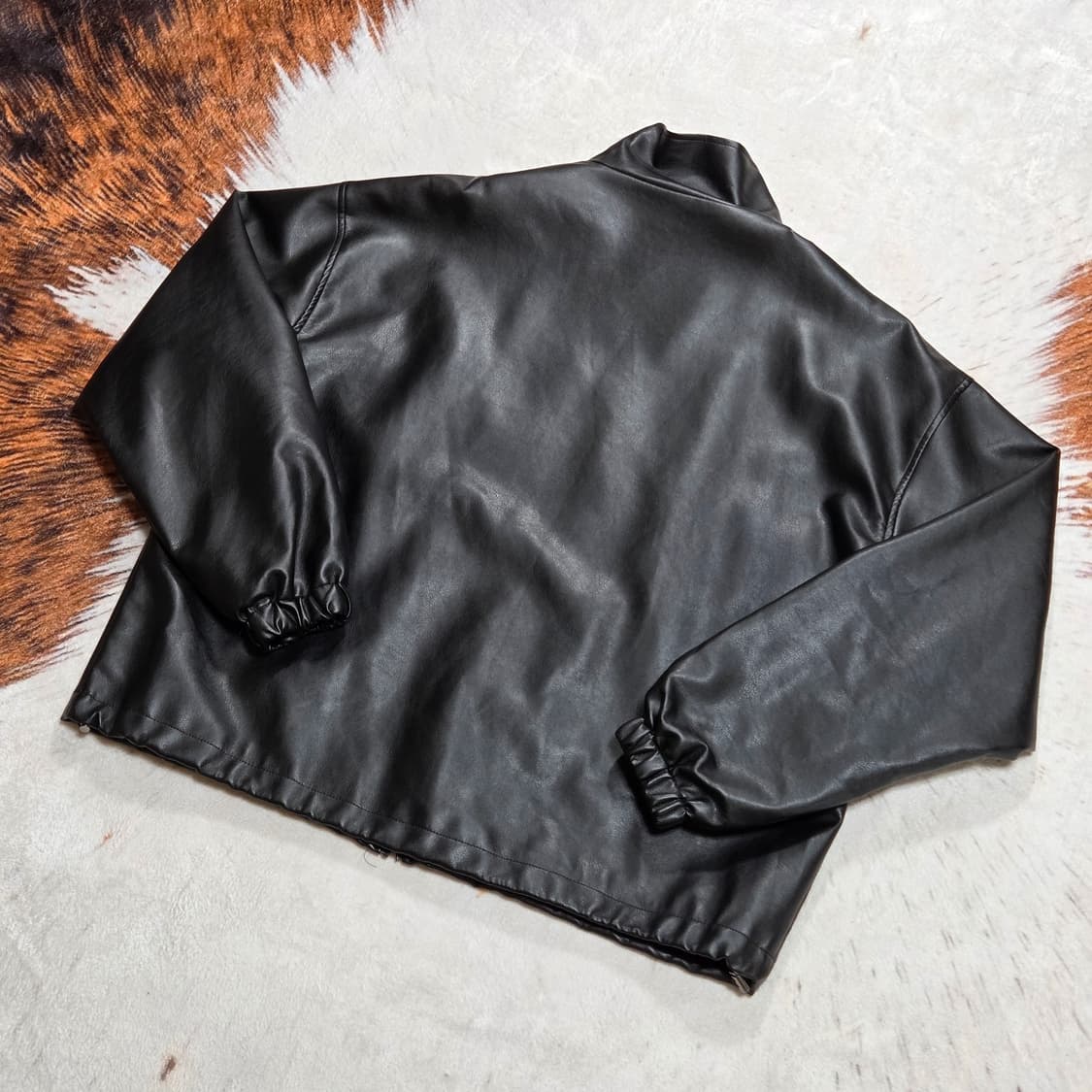 빈티지 투웨이 투포켓 오버핏 에코레더 자켓 상품이미지4