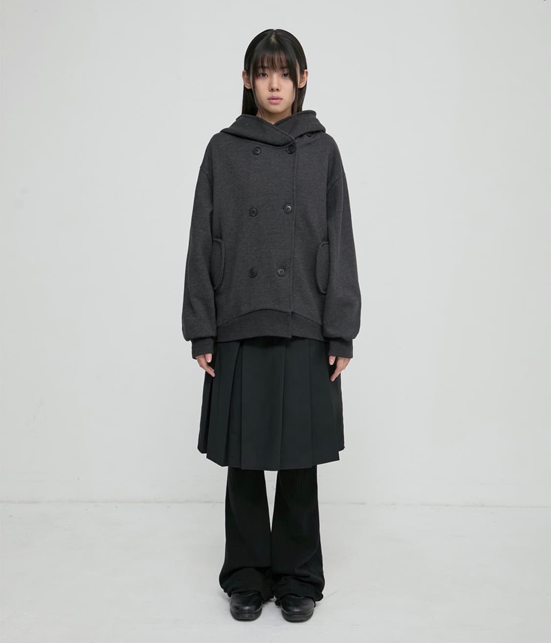 플레어업 더블후디 차콜 Double hoodie 상품이미지2