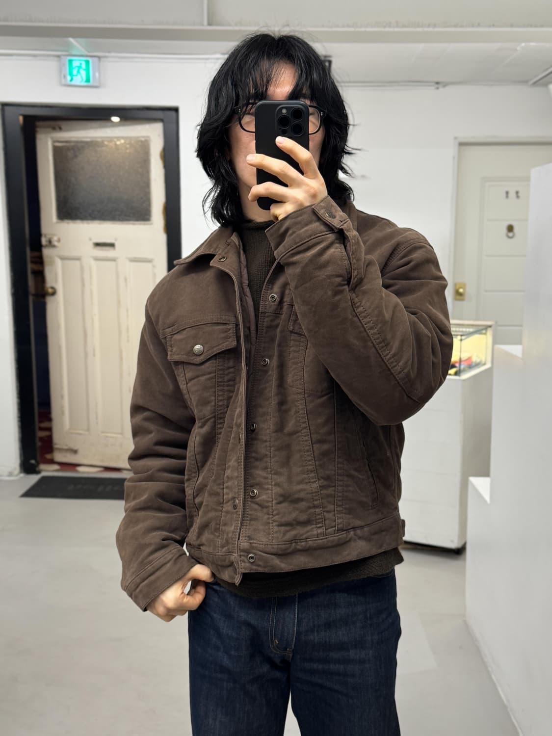 90s 아르마니 몰스킨 퀼팅 트러커 자켓 상품이미지7