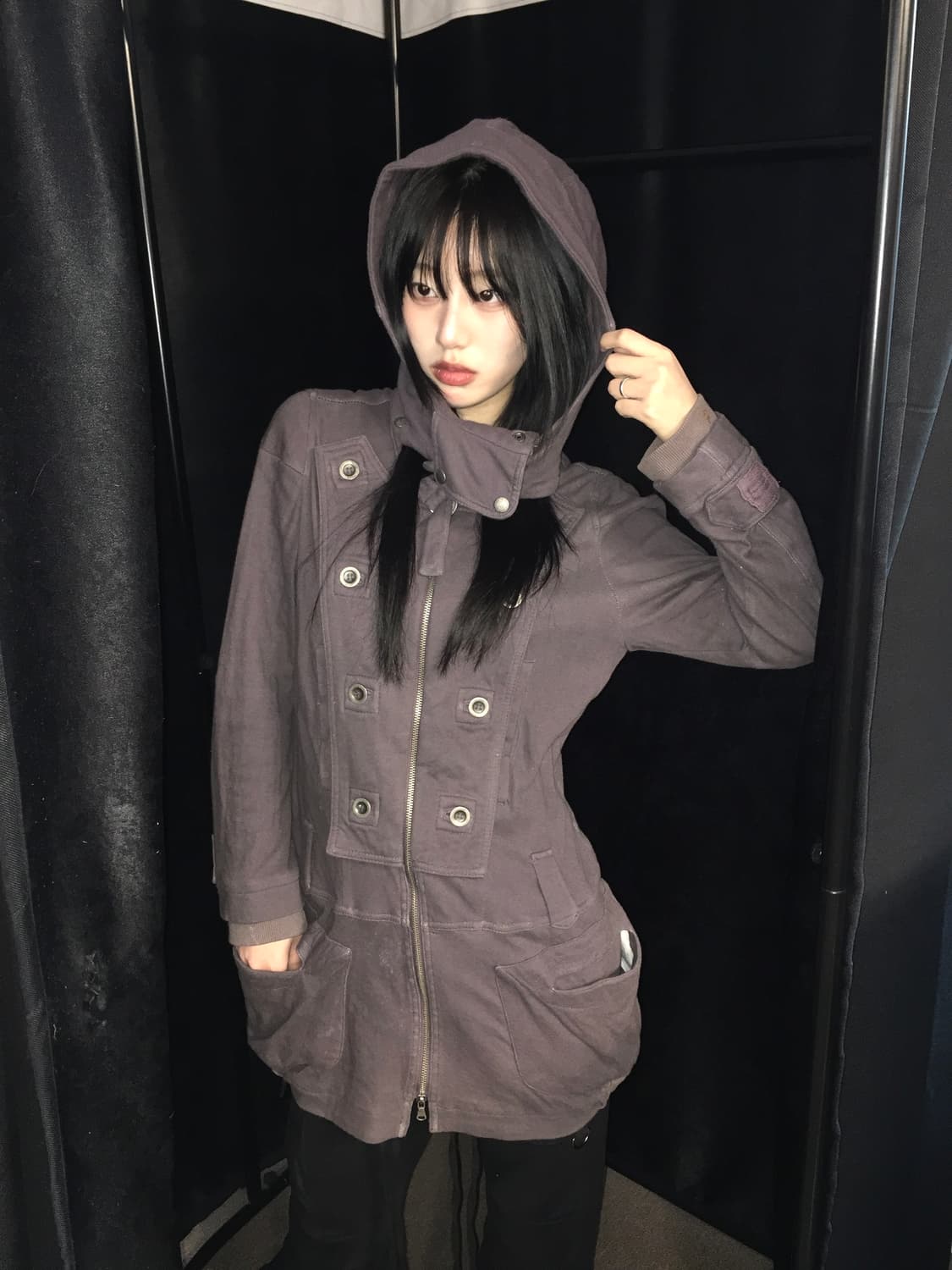 Codes Combine High-neck Button Hooded Zi 상품이미지2