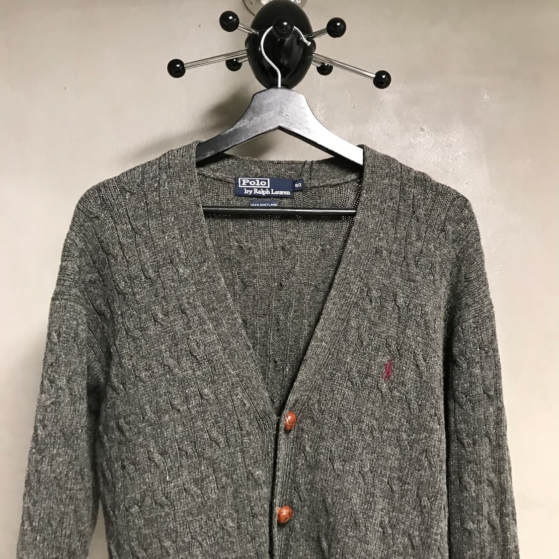 폴로 랄프로렌 케이블 니트 가디건 그레이 90 상품이미지2