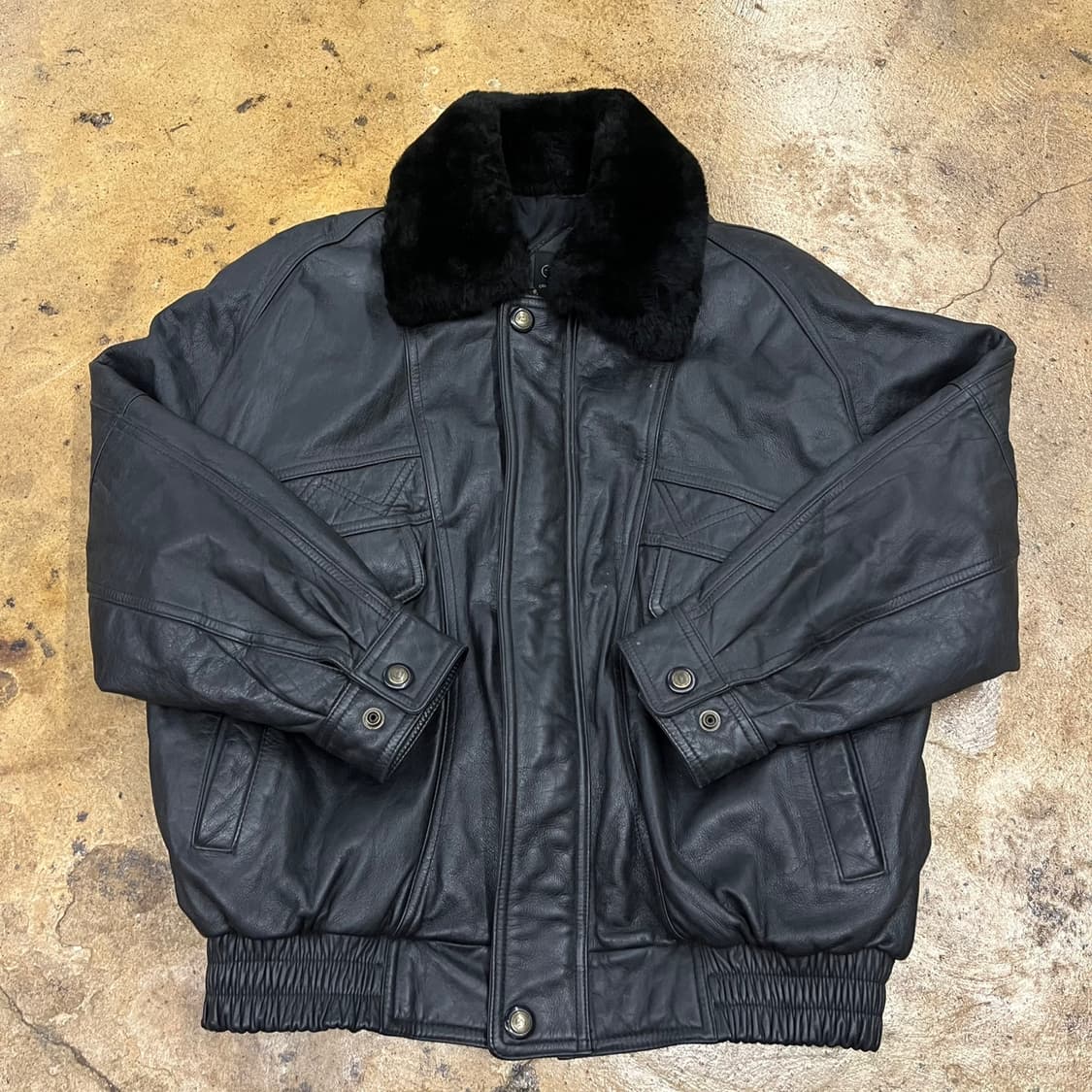 [정품/100] 그린조이 빈티지 퍼카라 소가죽 봄버 자켓 b10 상품이미지2