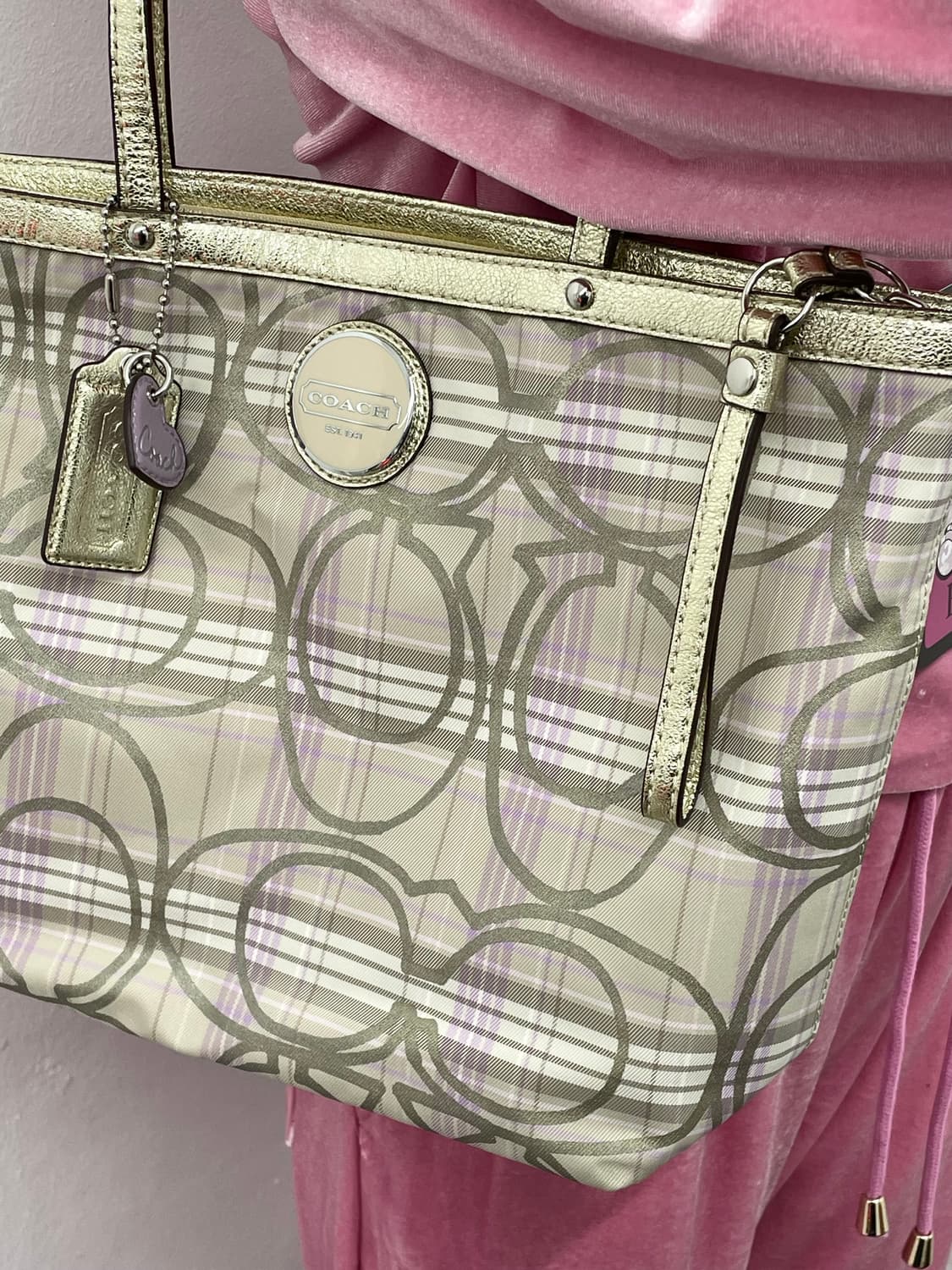 코치 라벤더 히메갸루 로고 패턴 숄더백 상품이미지3