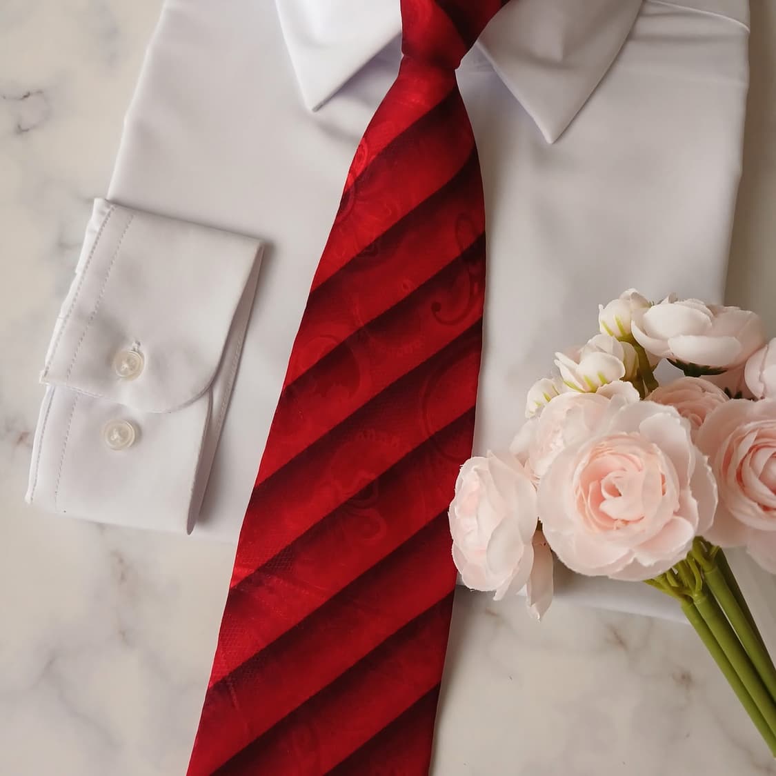 아쿠아스큐텀 실크 레드 스트라이프 넥타이 10cm A+등급 A19182
 상품이미지5