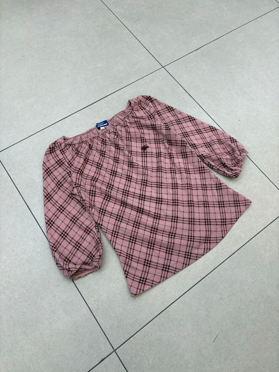 [ 36 ] 버버리 핑크 노바체크 퍼프 블라우스 상품이미지3