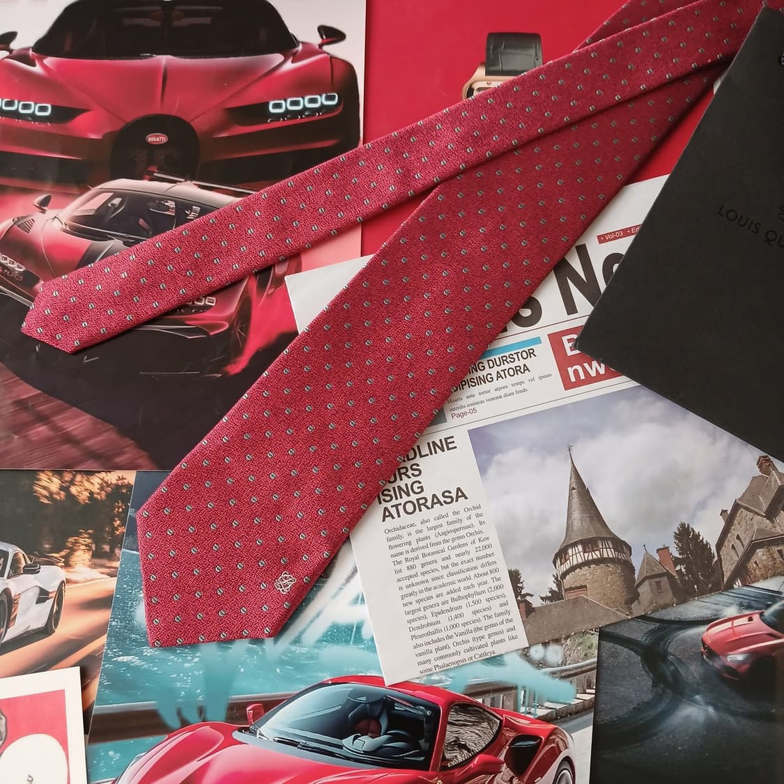 루이까또즈 실크 레드 도트 넥타이 8.3cm A+등급 A19296
 상품이미지3