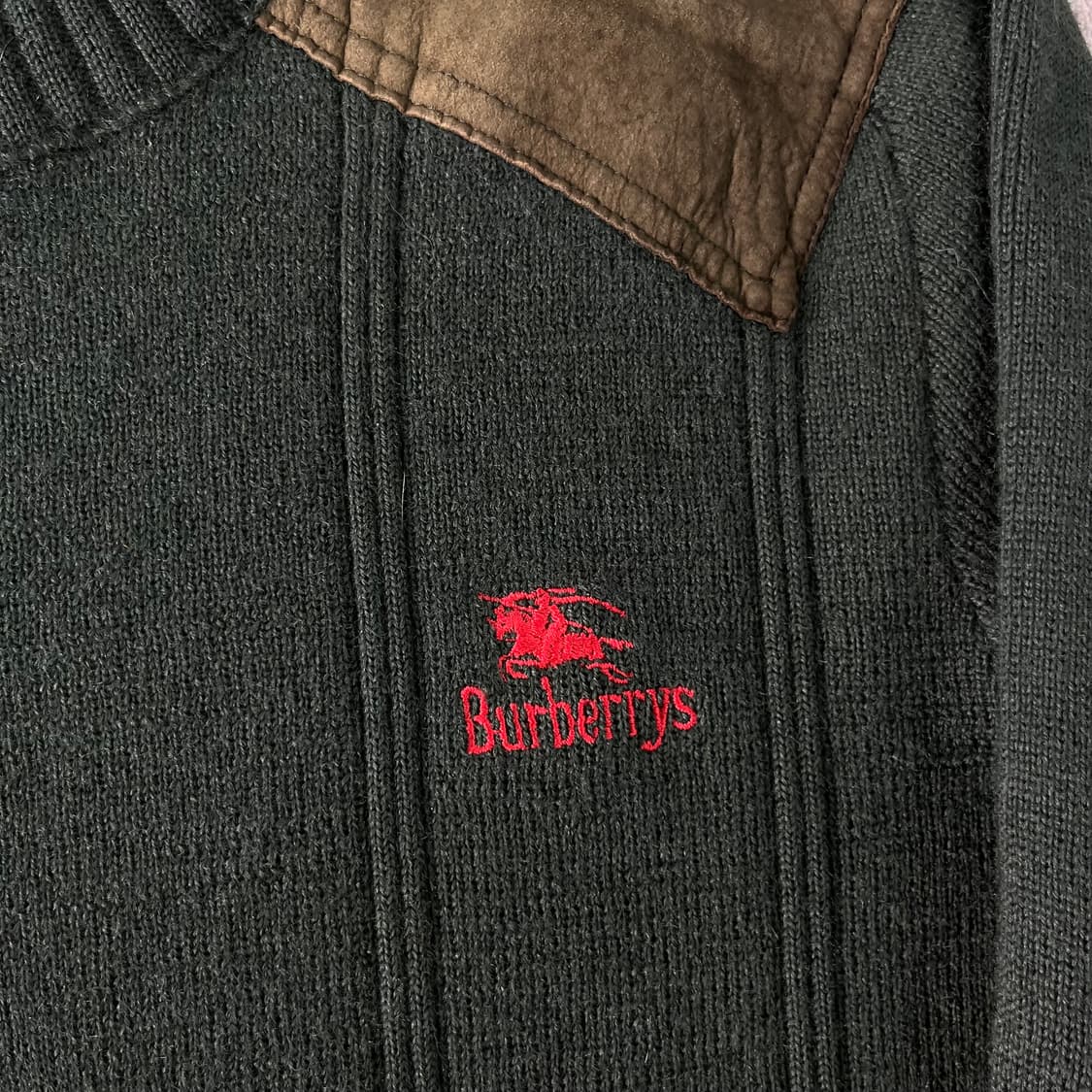 95 90s 버버리 코만도 엘보우 패치 카키 니트  상품이미지2