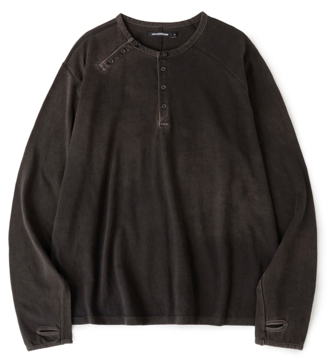 해칭룸 더블 헨리넥 블리치드 블랙 3 상품이미지1