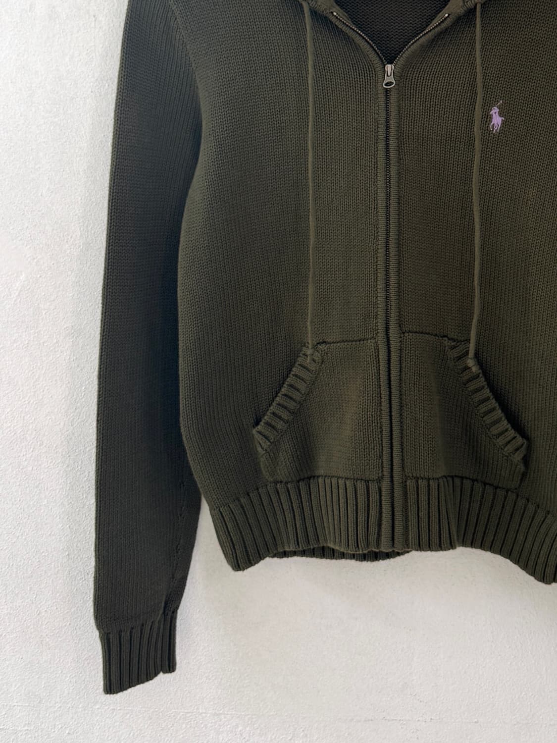 폴로 카키 후드집업 상품이미지3