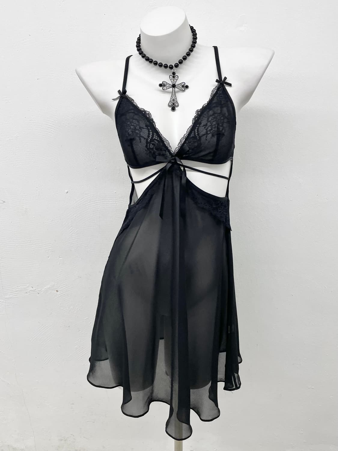 블랙 고딕 레이스 슬립 상품이미지1