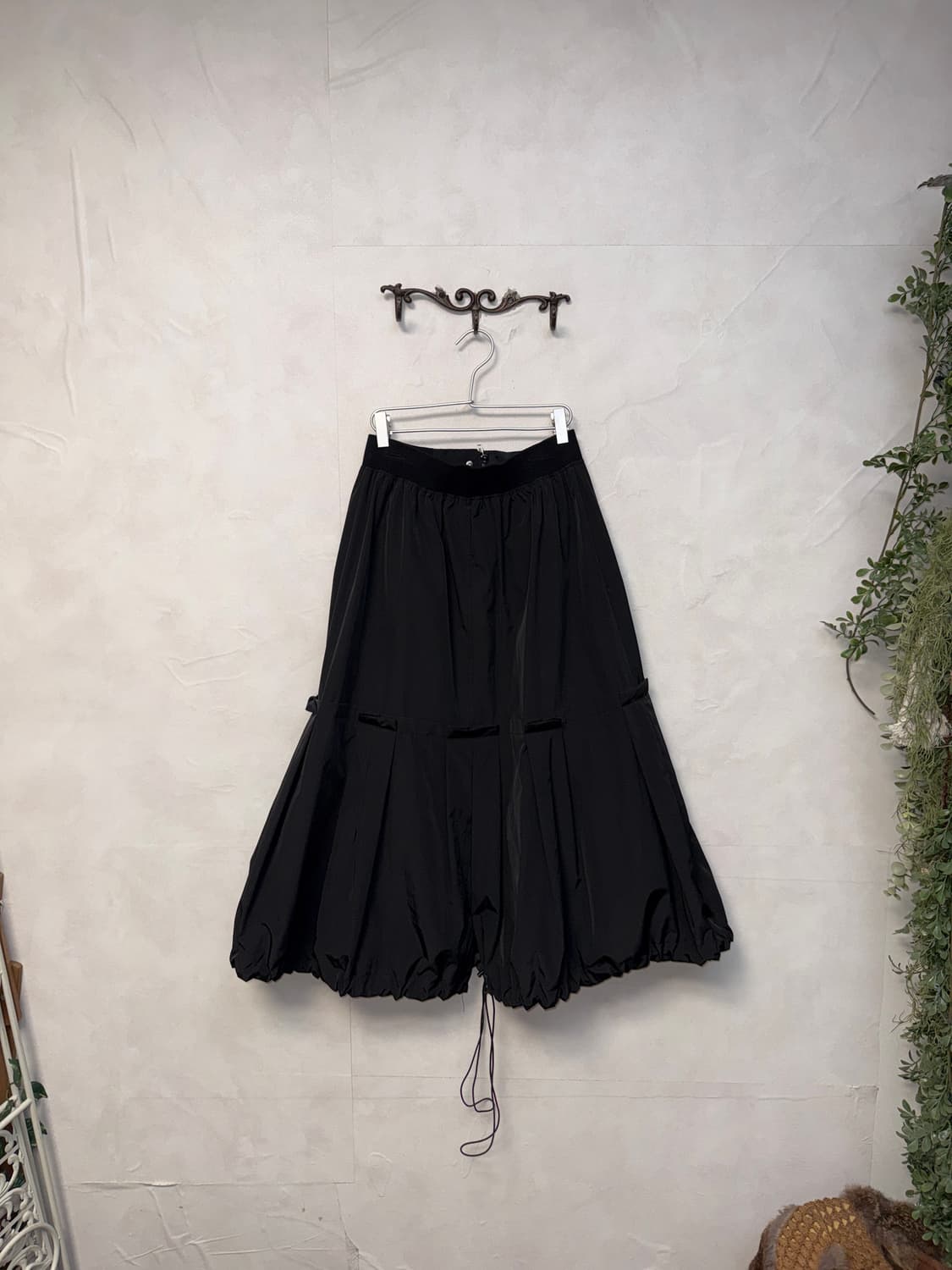 Black balloon string pleats zipper skirt 상품이미지4