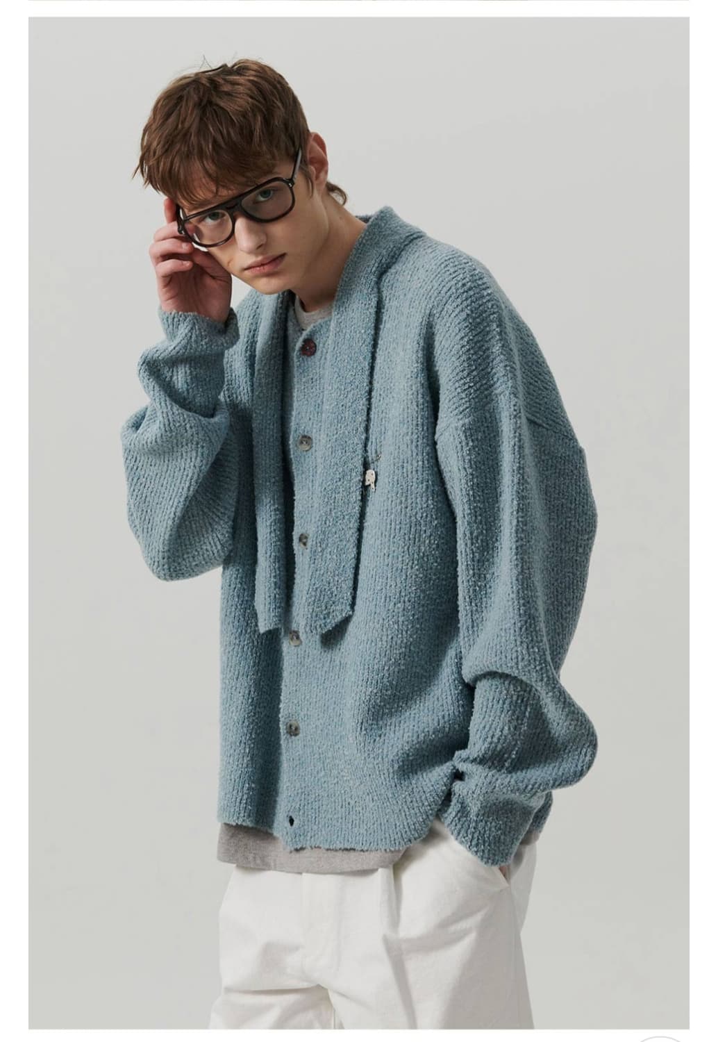 [COLLECTION LINE] 타이 디테일 빈티지 메 달 니트 가디건 상품이미지3