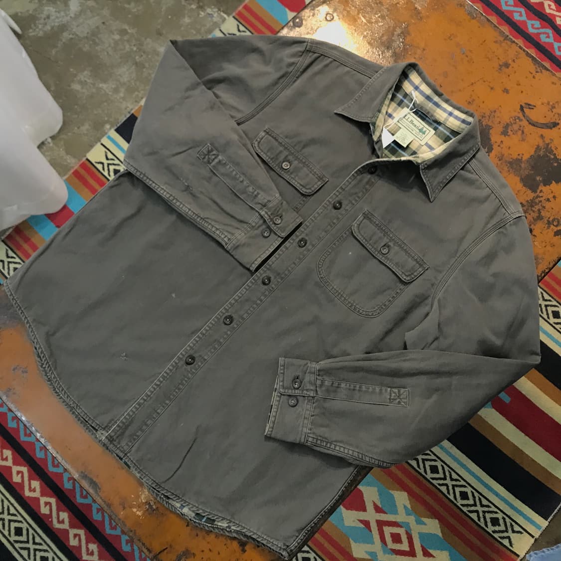엘엘빈 다크 카키 투포켓 코튼 셔츠 남성 105 110 사이즈 상품이미지2
