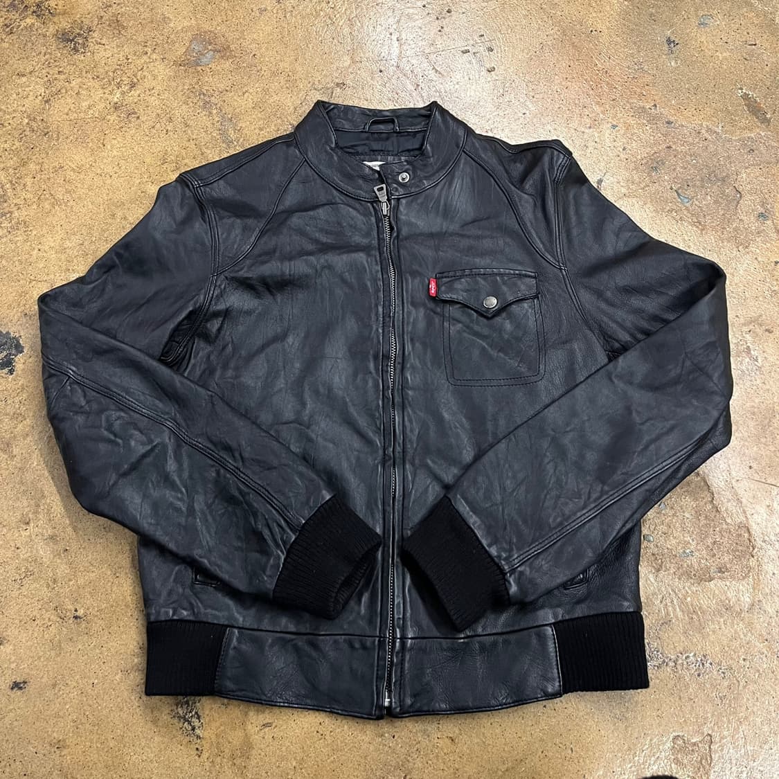 [정품/L,95] 리바이스 블랙 램스킨 봄버 자켓 b17 상품이미지2