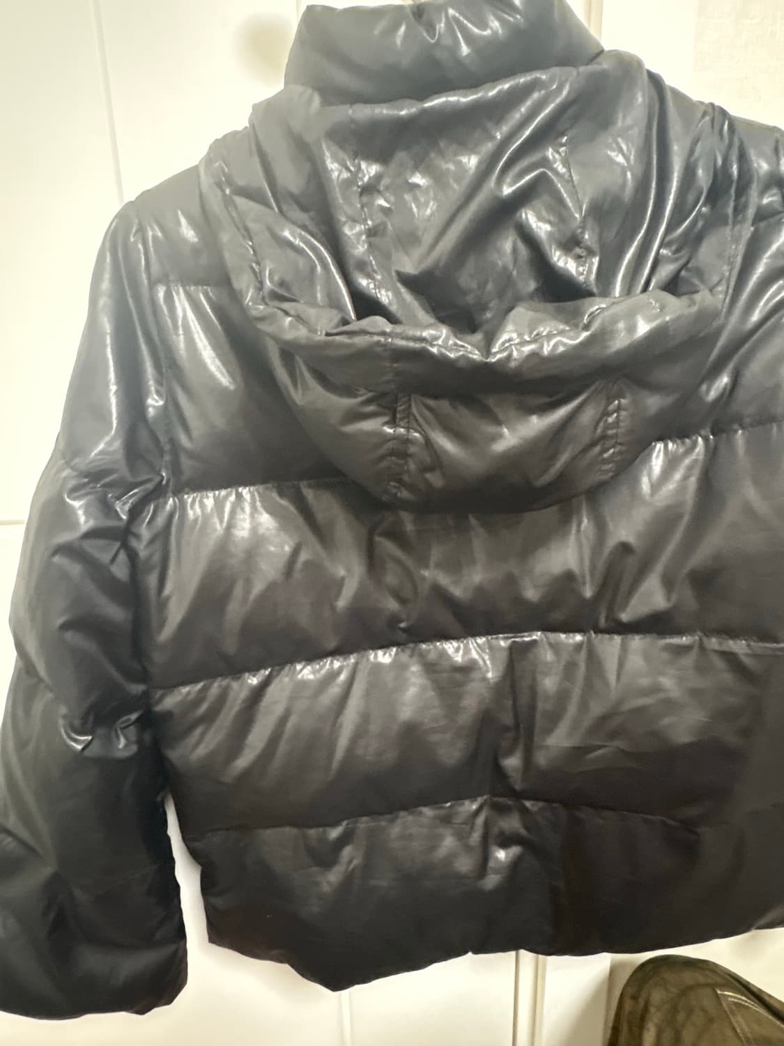 모자ㅇ)Peyton place 빈티지 검정 경량st 패딩 (블랙, 유광) 상품이미지3