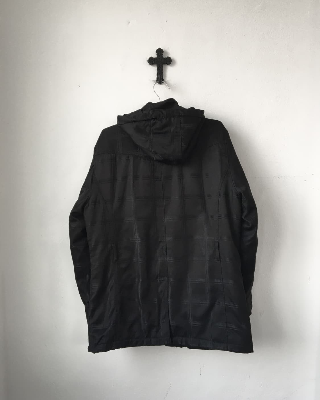 Check pattern high neck hood jacket 상품이미지3