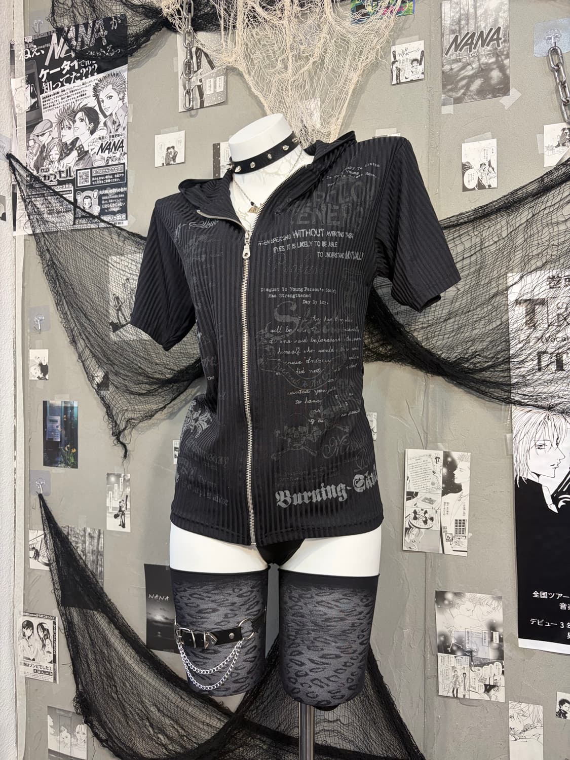 PUNK lettering skull halfsleeve hood zip 상품이미지7