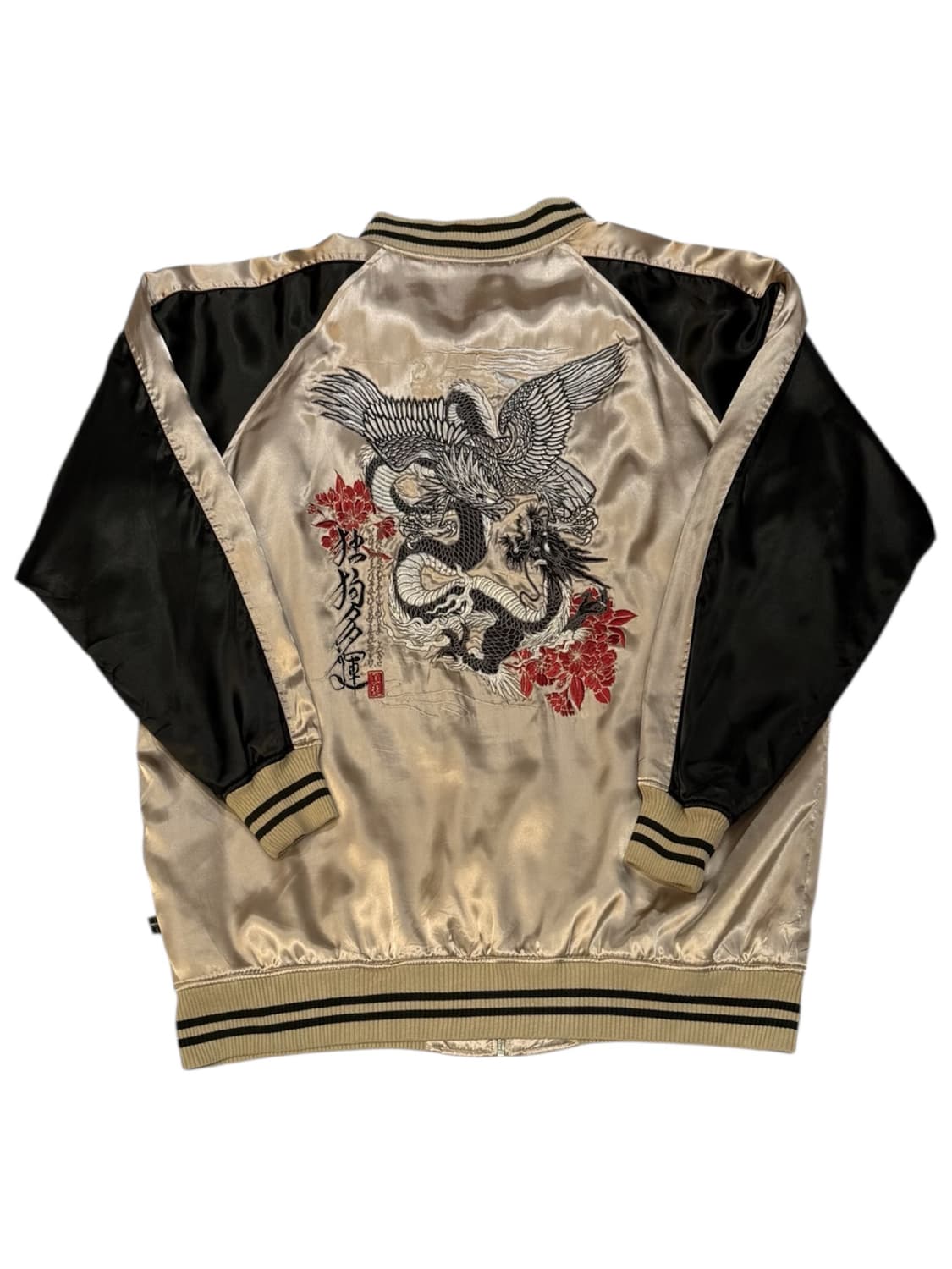 도그타운 사쿠라 블랙 드래곤 골드 새틴 스카쟌 상품이미지6