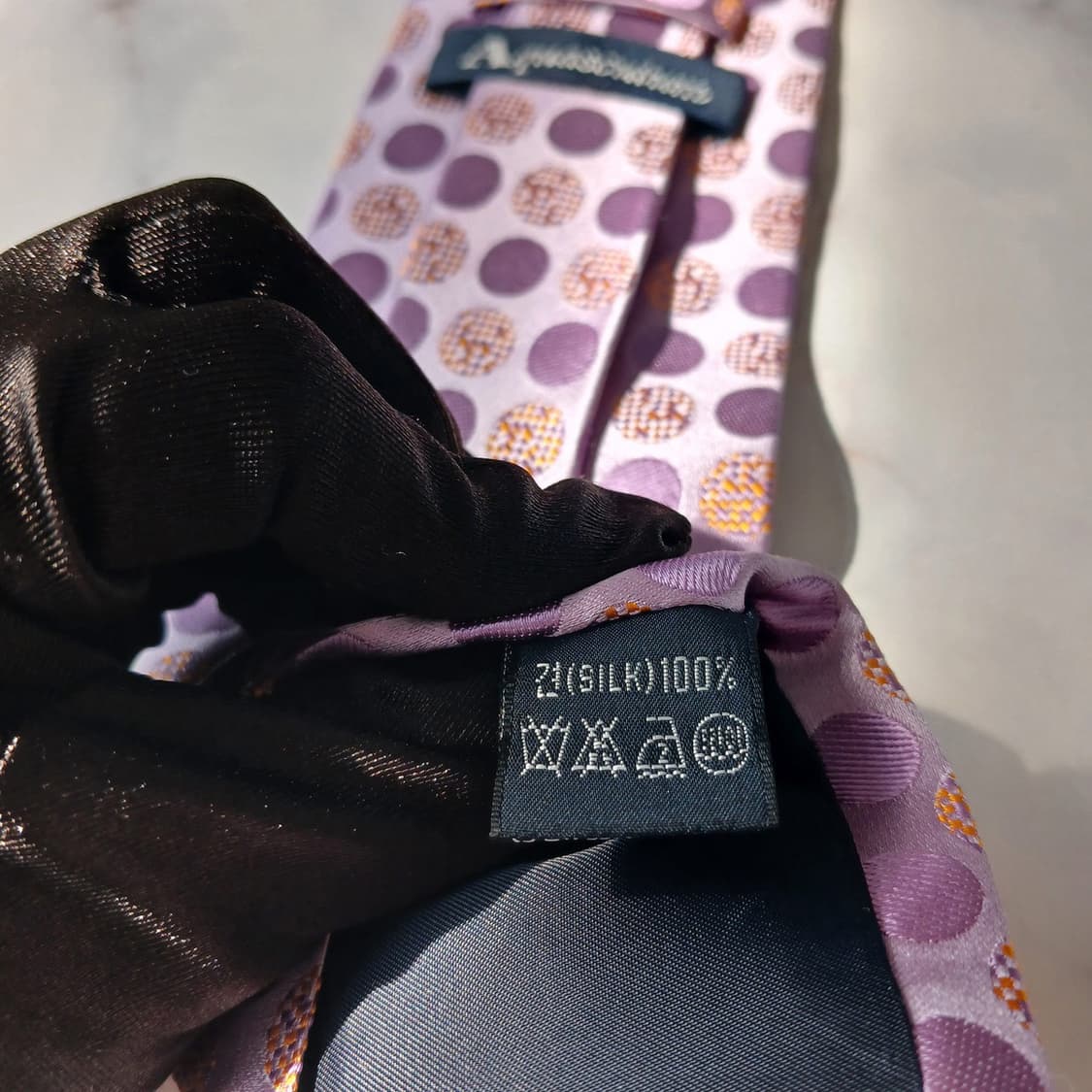 아쿠아스큐텀 퍼플핑크 도트 패턴 넥타이 9.2cm A+등급 E821 상품이미지10