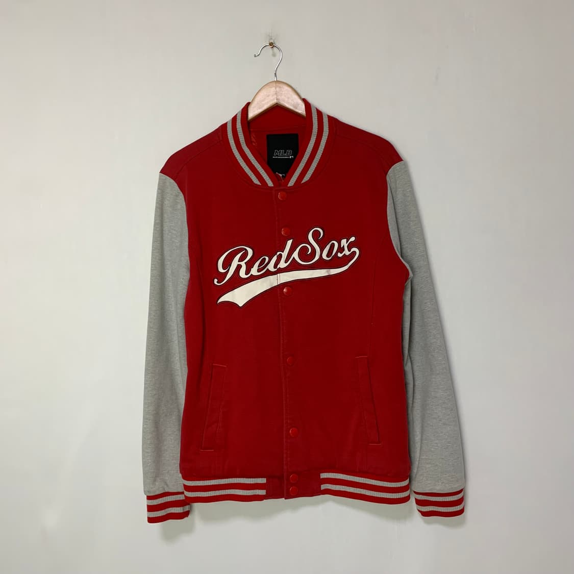 MLB 빈티지 스타디움 자켓 바시티 점퍼 레드 그레이 105 엠엘비 상품이미지1