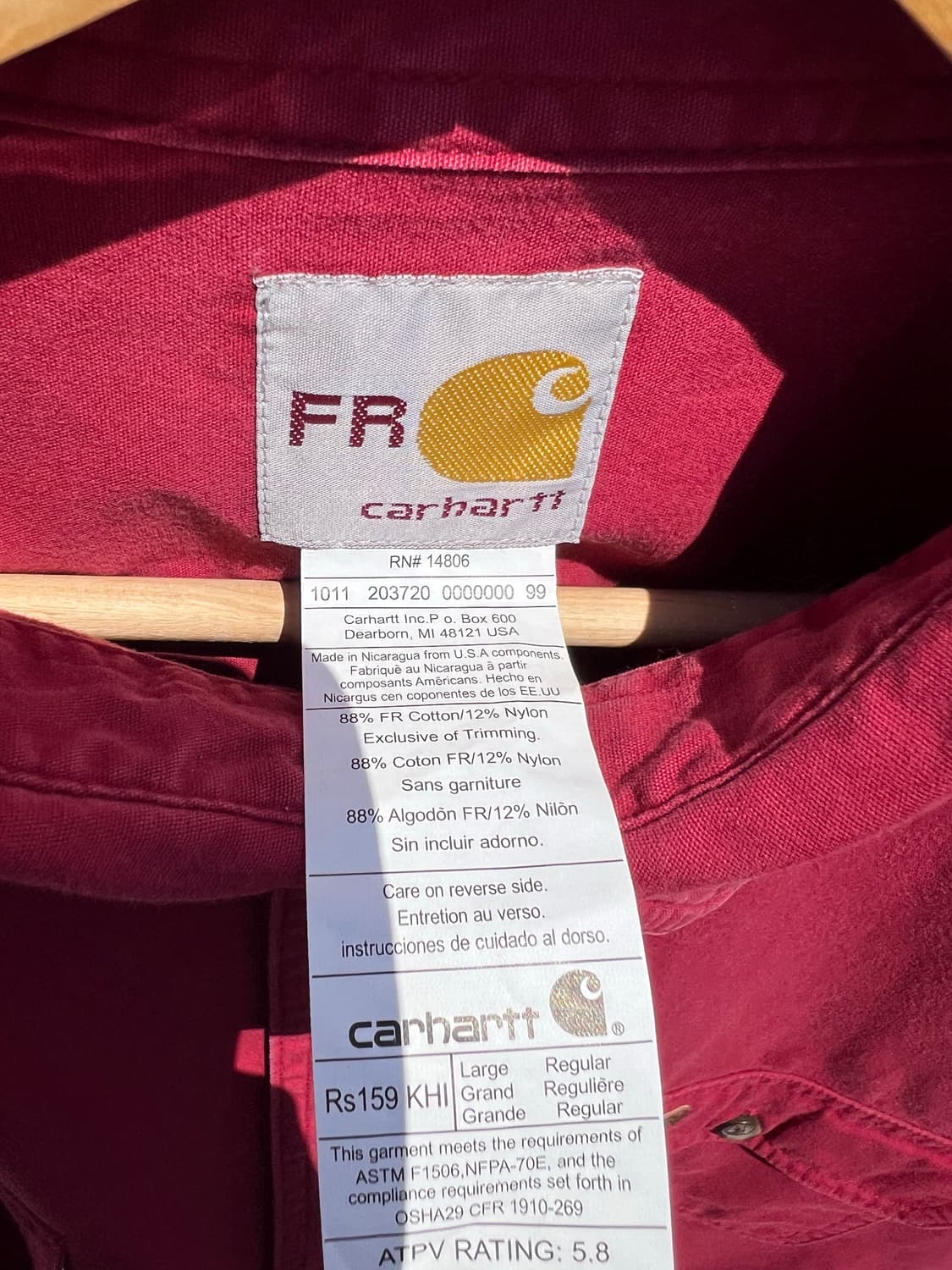 칼하트 워크웨어 FR 남방 (L) 상품이미지5