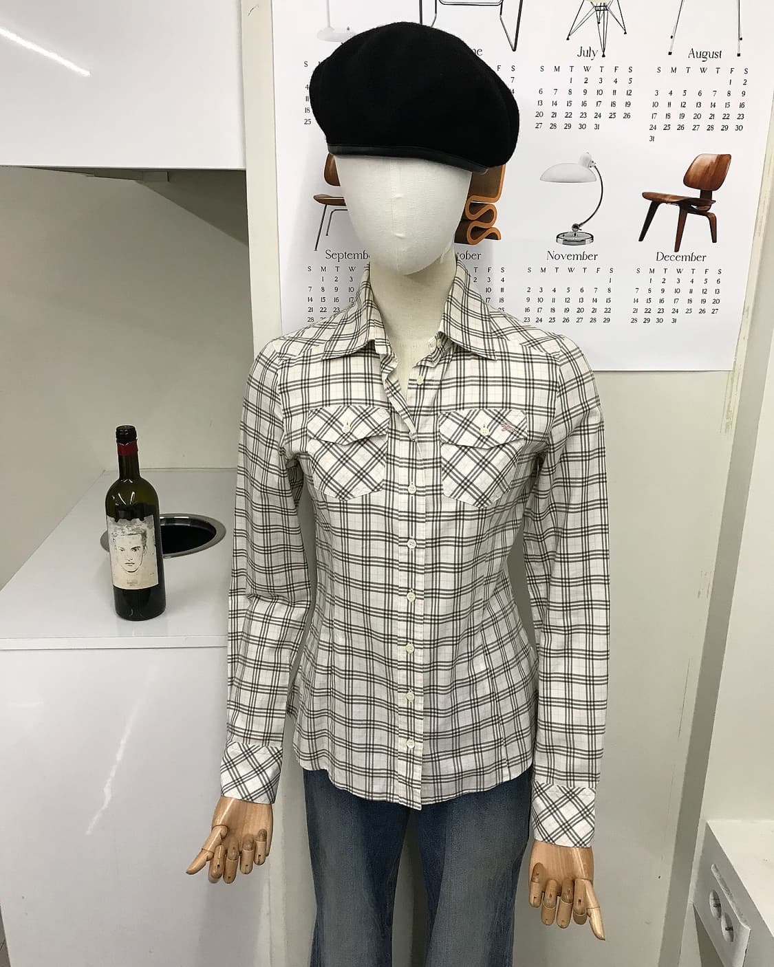 버버리 로고 핑크 배색 체크 셔츠 상품이미지6