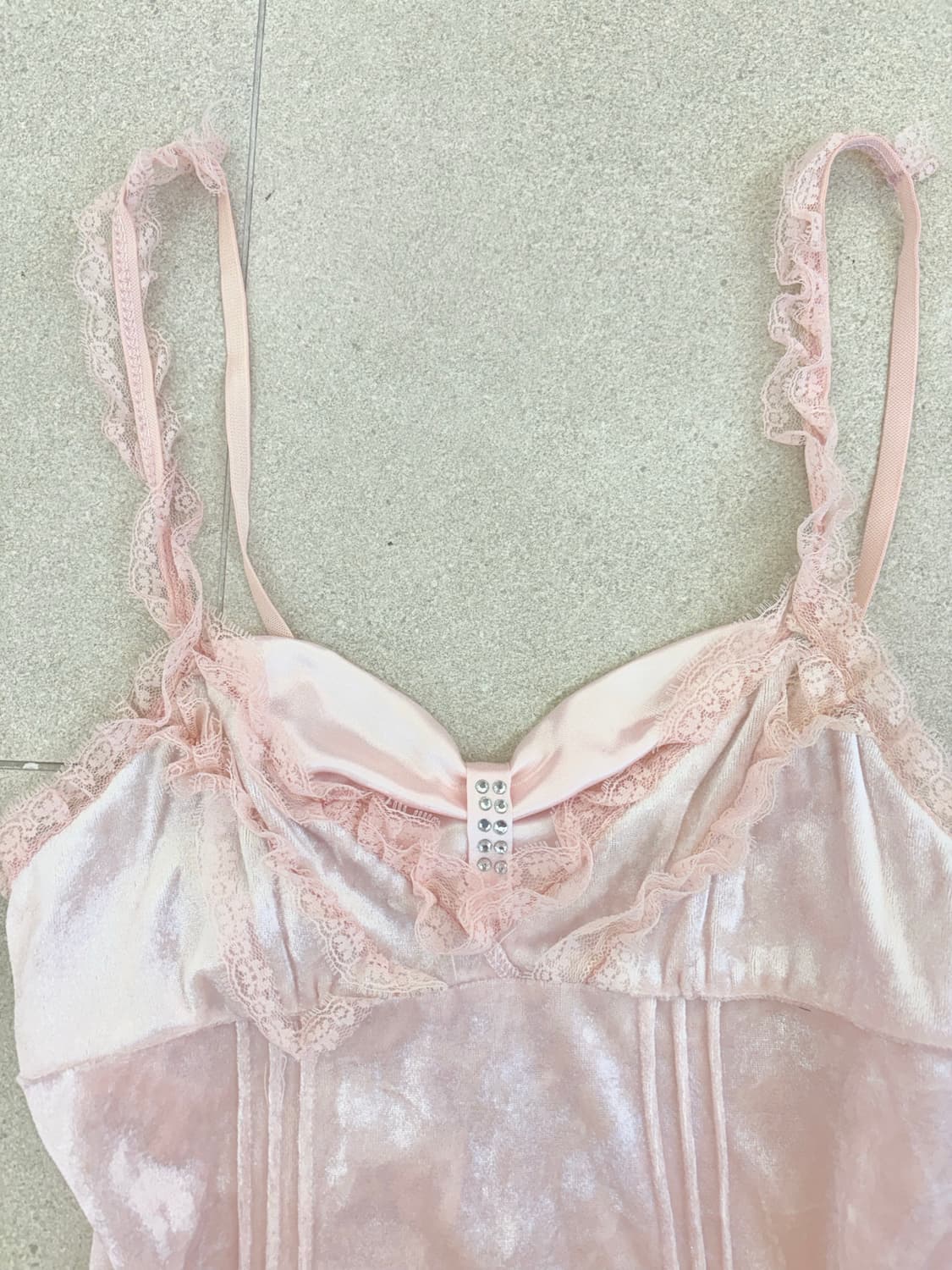 핑크 벨벳 큐빅 슬리브리스 상품이미지2