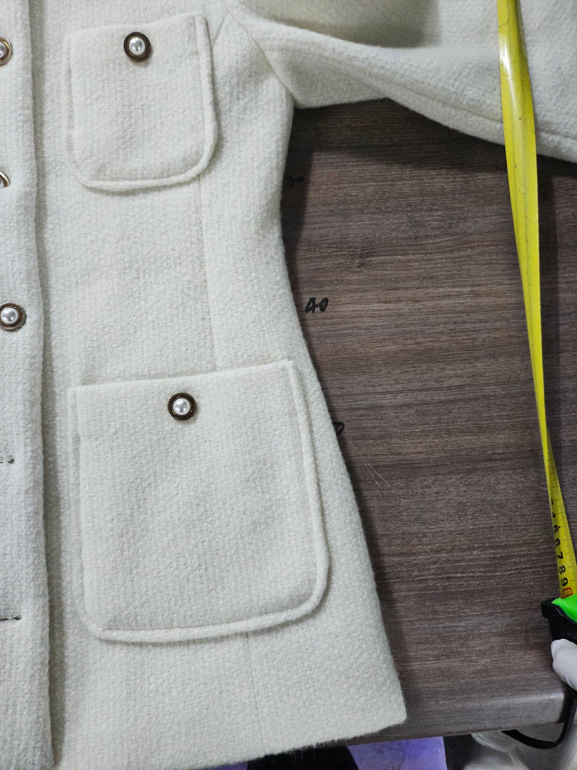 아이보리 트위드 진주버튼 자켓 S 상품이미지5