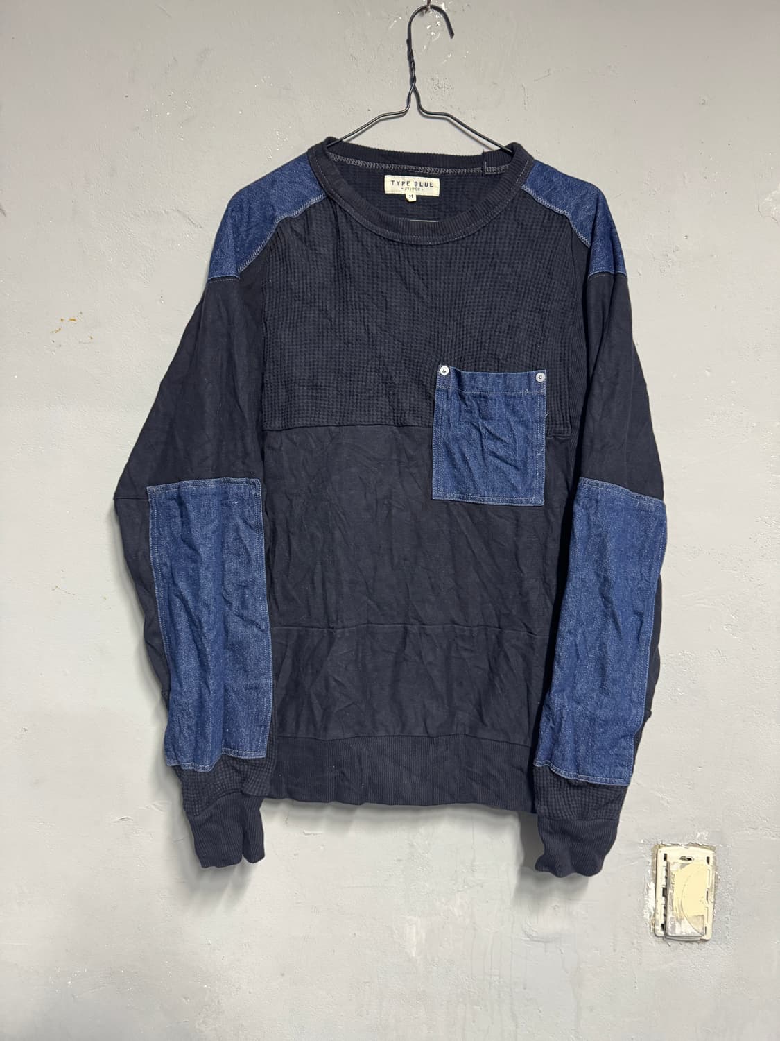 아비렉스(Avirex) 타입 블루 데님 패치 니트 M 상품이미지1