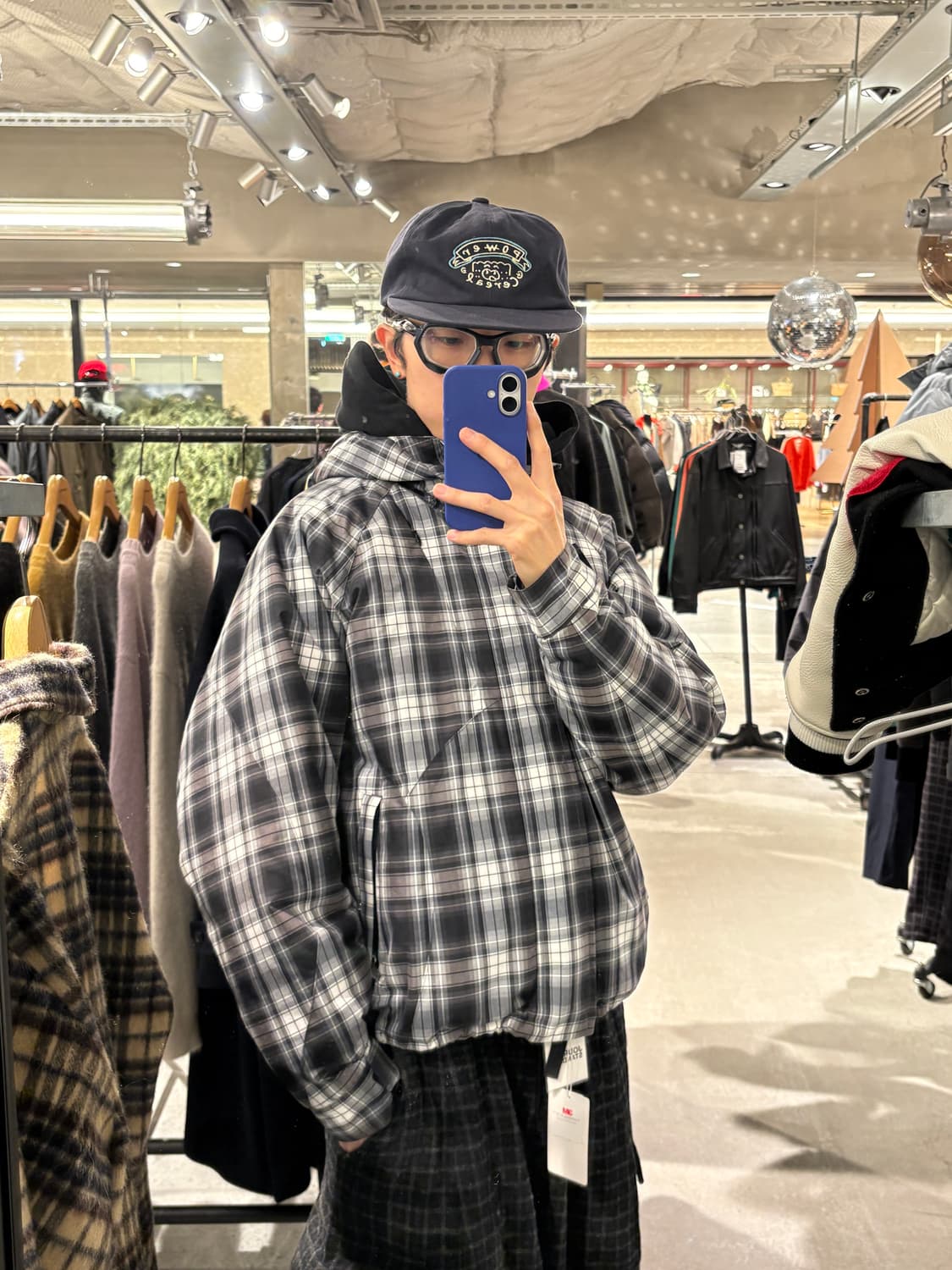 Check paneled paded jacket 체크 패딩 상품이미지1